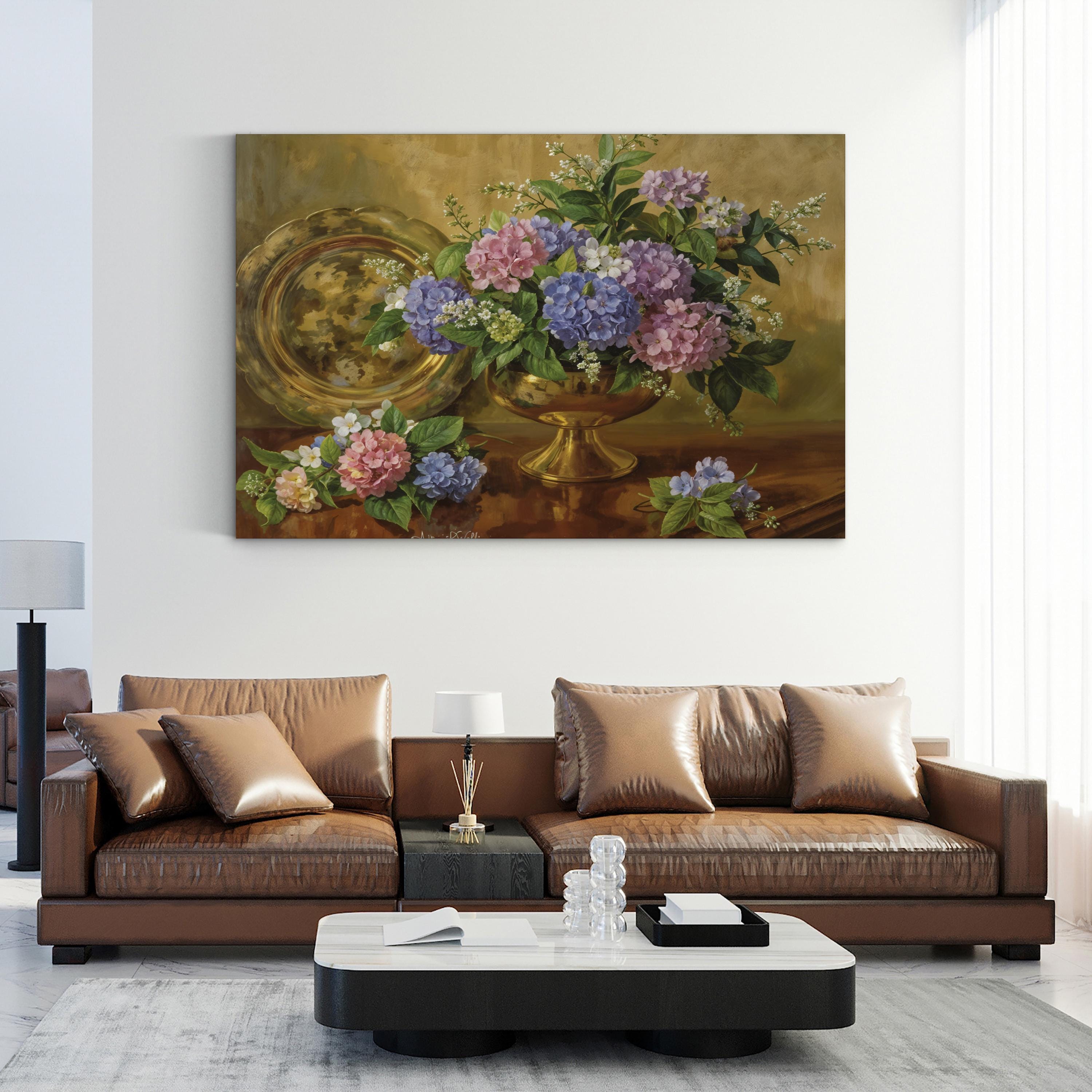 Floral Hydrangeas and Lilacs Still Life I Canvas Wall Art by Albert Williams