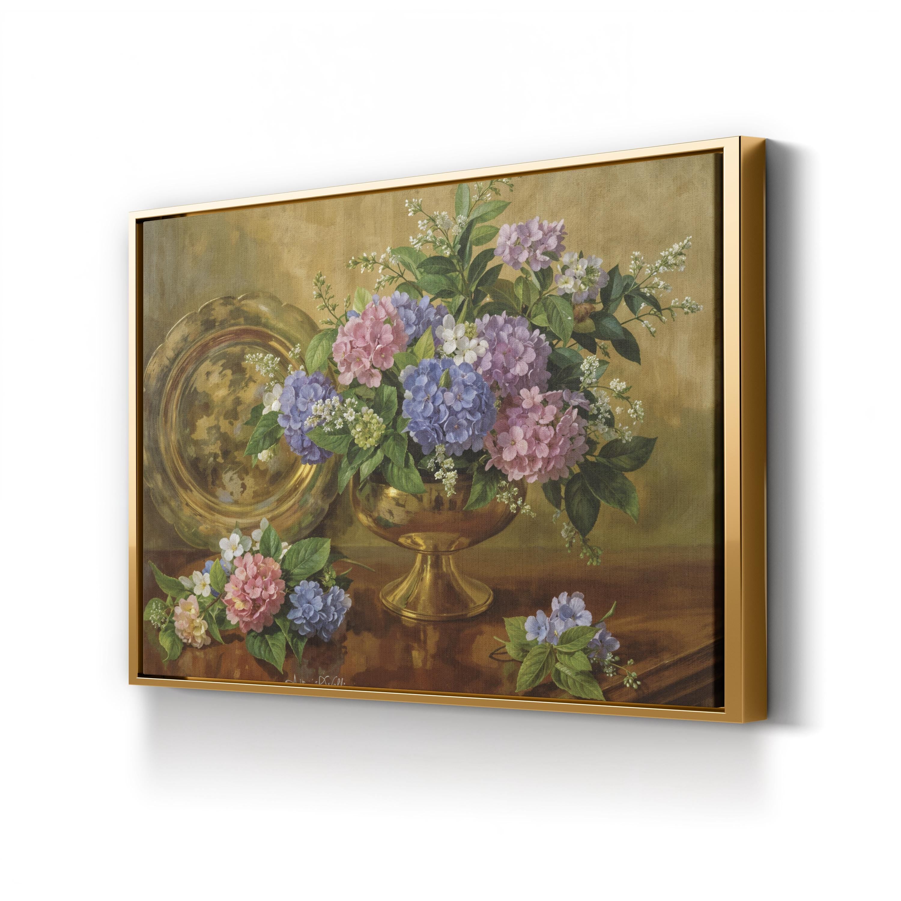 Floral Hydrangeas and Lilacs Still Life I Canvas Wall Art by Albert Williams