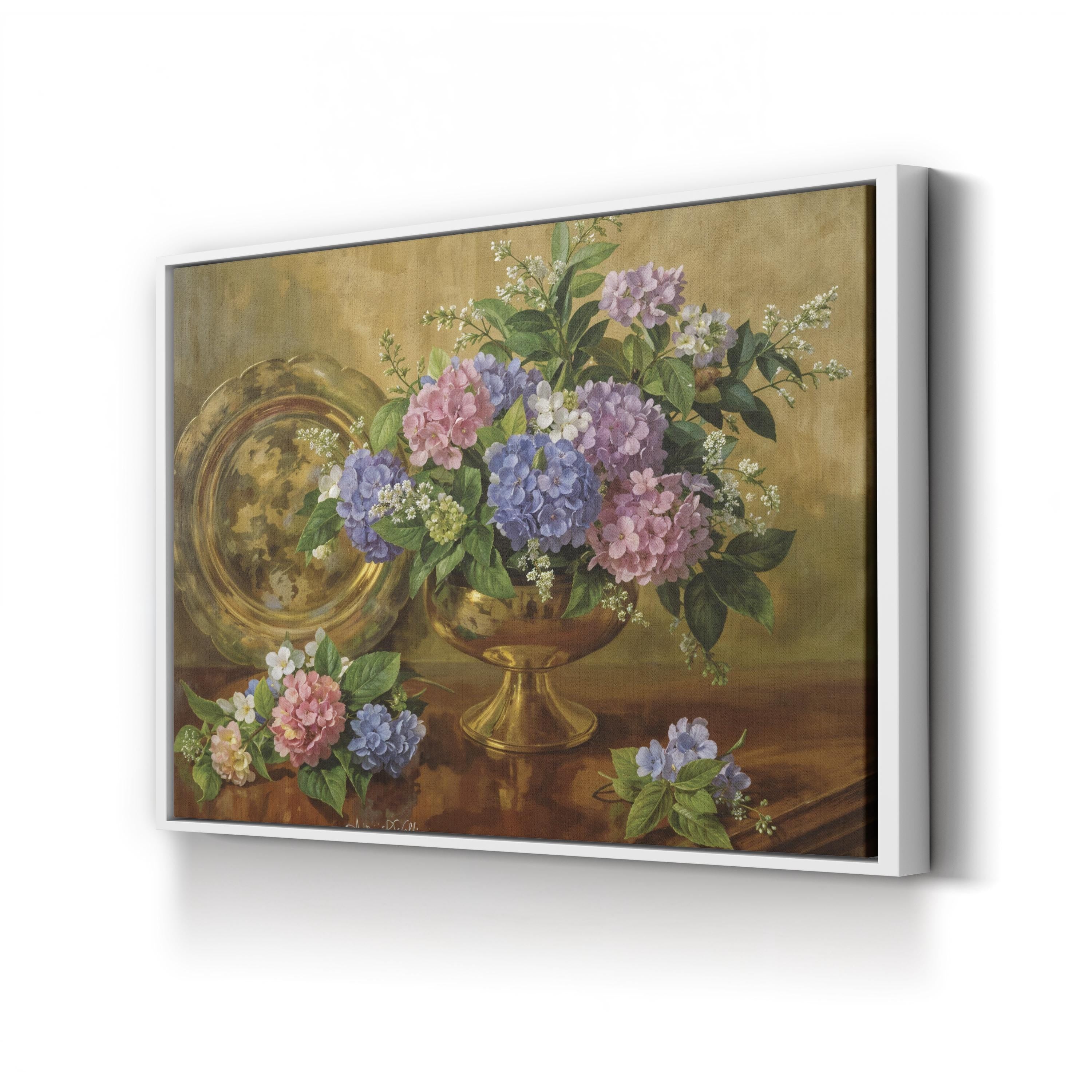 Floral Hydrangeas and Lilacs Still Life I Canvas Wall Art by Albert Williams
