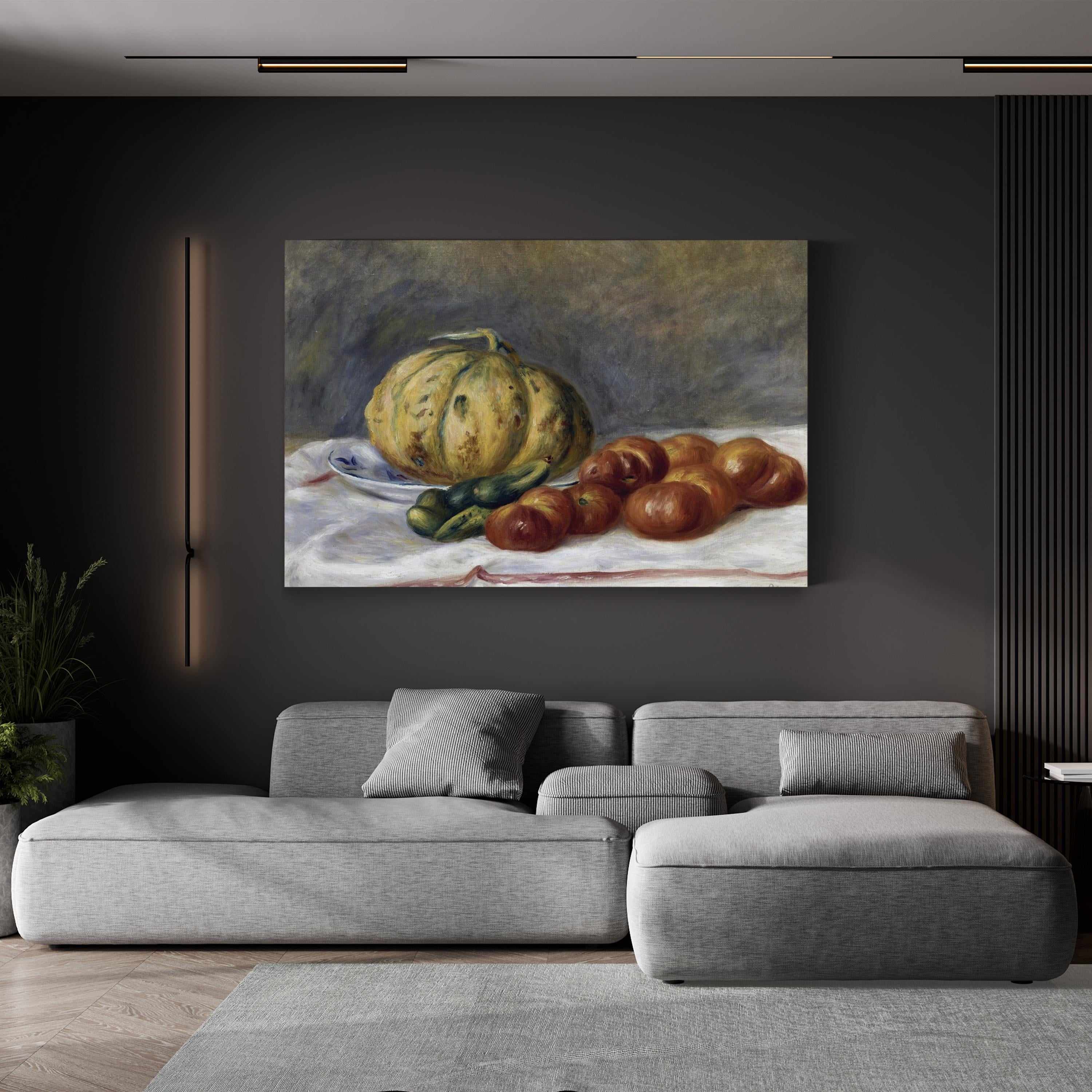 Melon and Tomatoes Still Life, 1903 – Period Illustration Wall Art | Vintage Kitchen Canvas Print