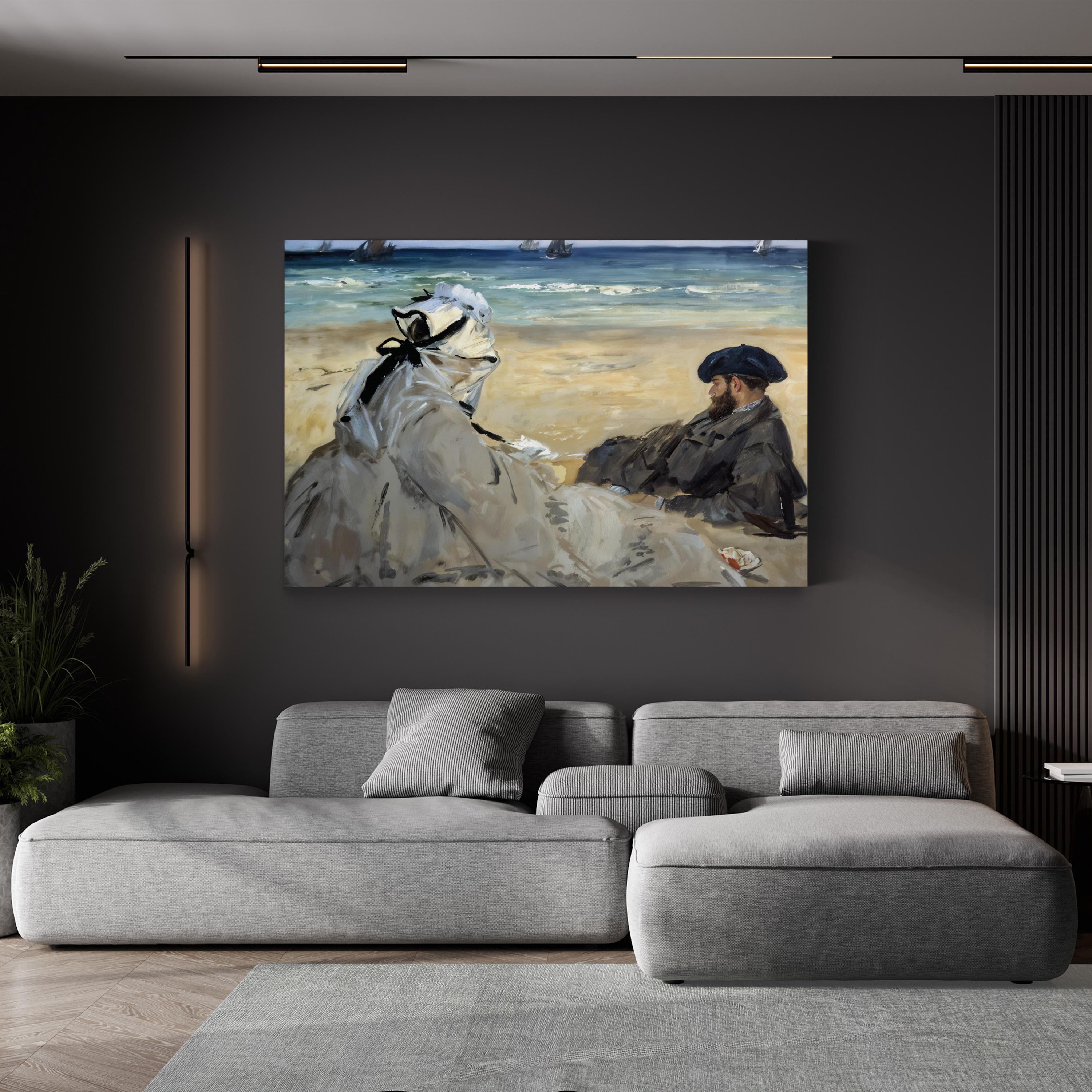 Tranquil Seaside Dunes – Period Illustration Wall Art | Vintage Coastal Canvas Print