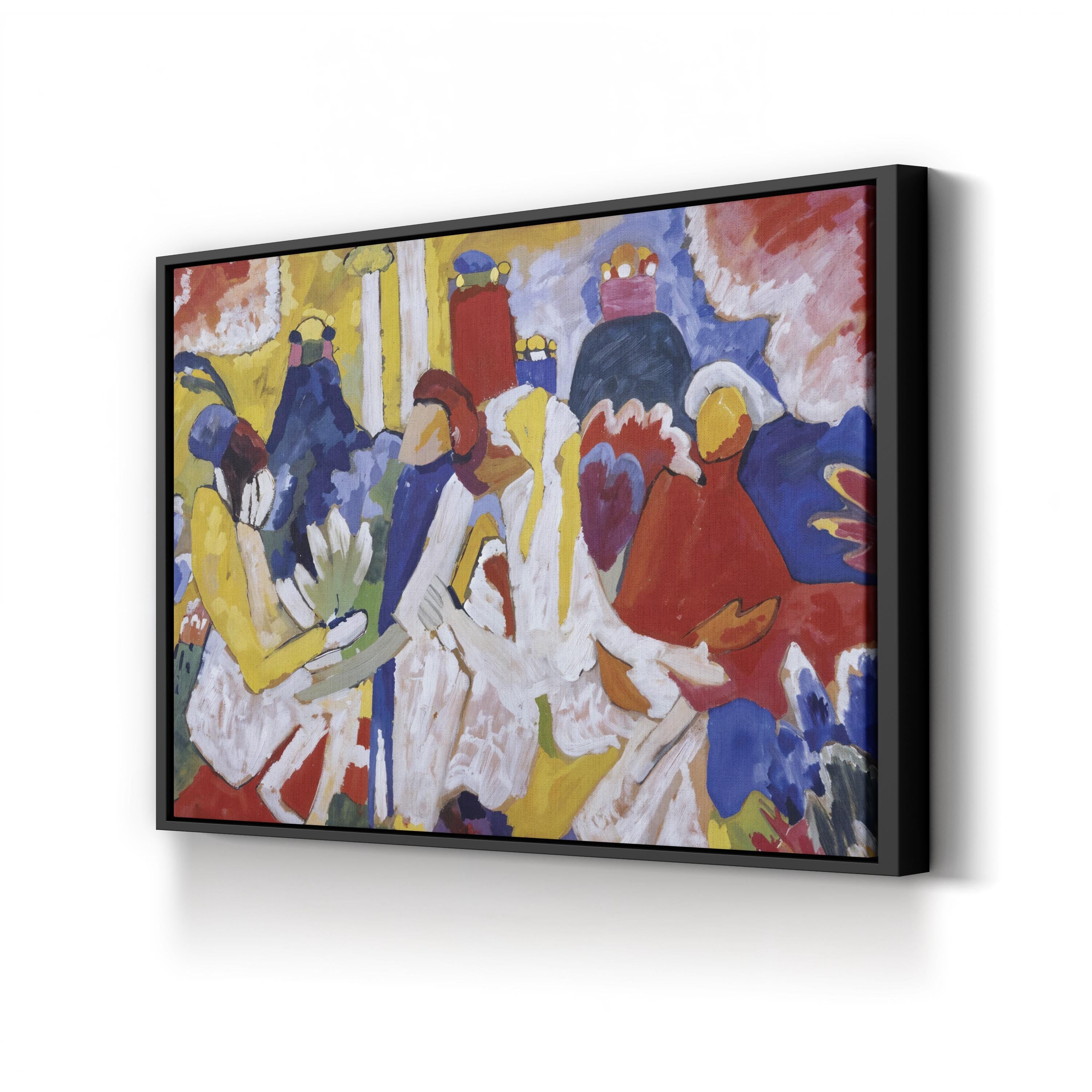 Oriental Figures Canvas Print – Vintage Asian Modernist Wall Art, Framed