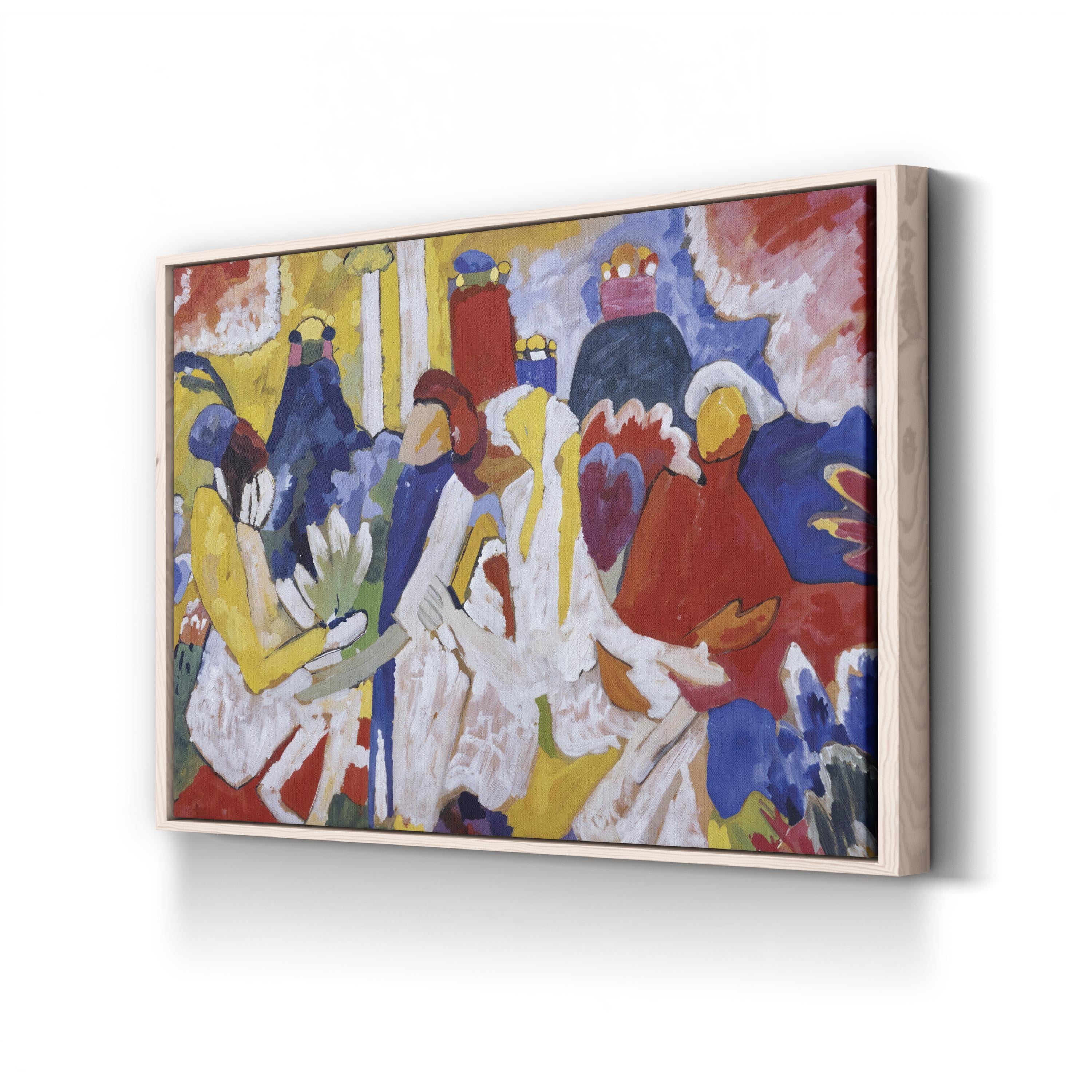 Oriental Figures Canvas Print – Vintage Asian Modernist Wall Art, Framed