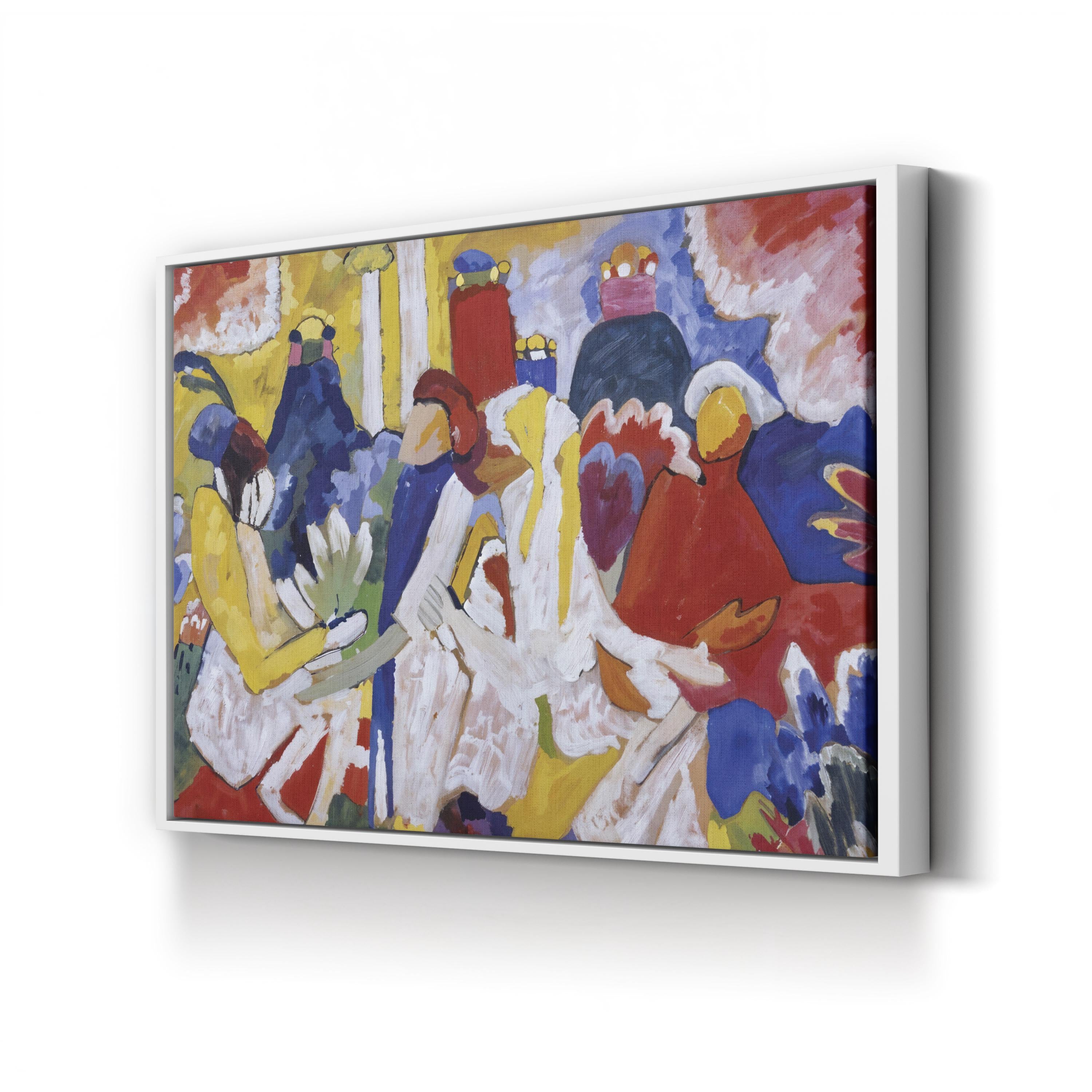 Oriental Figures Canvas Print – Vintage Asian Modernist Wall Art, Framed
