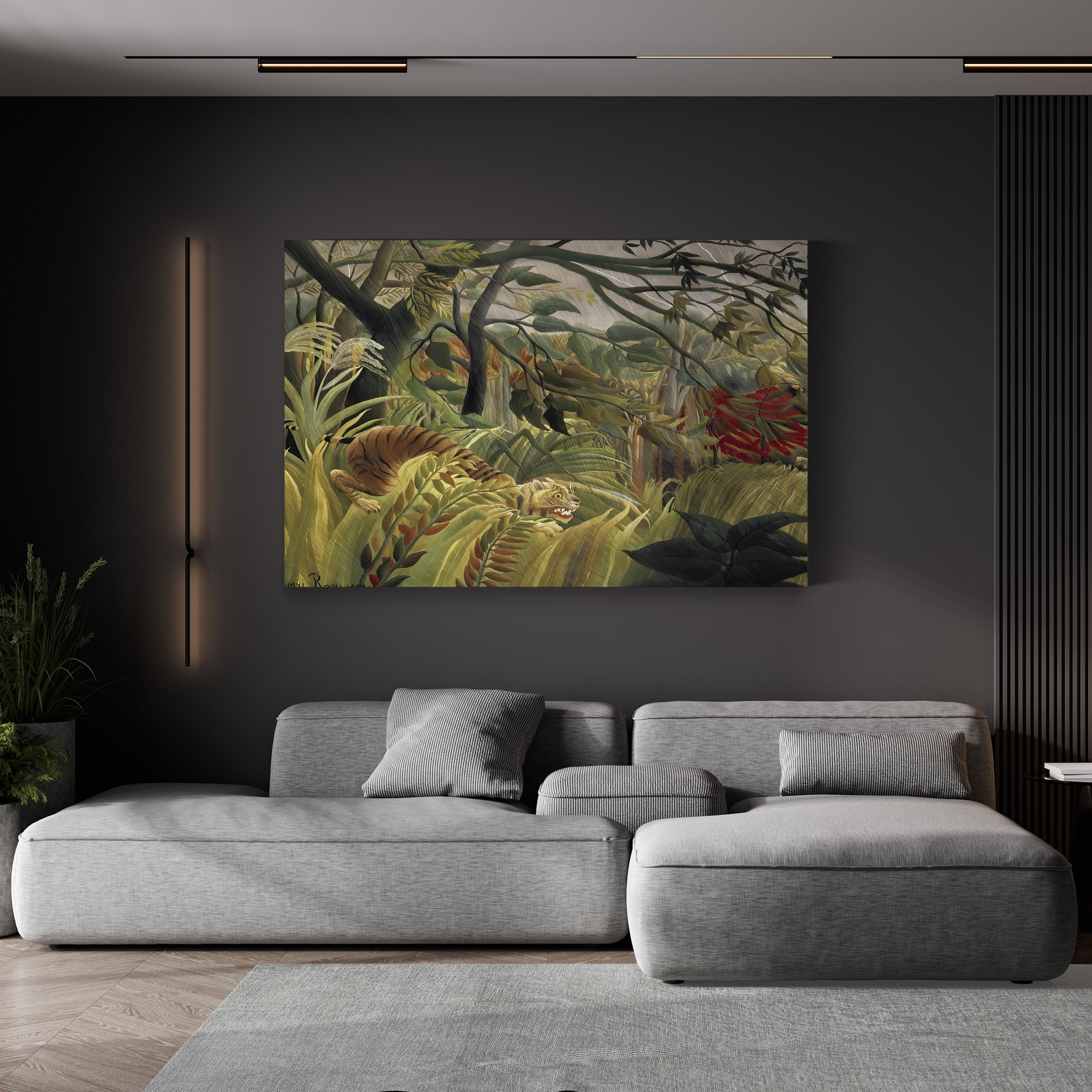 Rousseau’s Jungle V Wall Art by Henri Rousseau – Tropical Naïve Jungle Wildlife Canvas