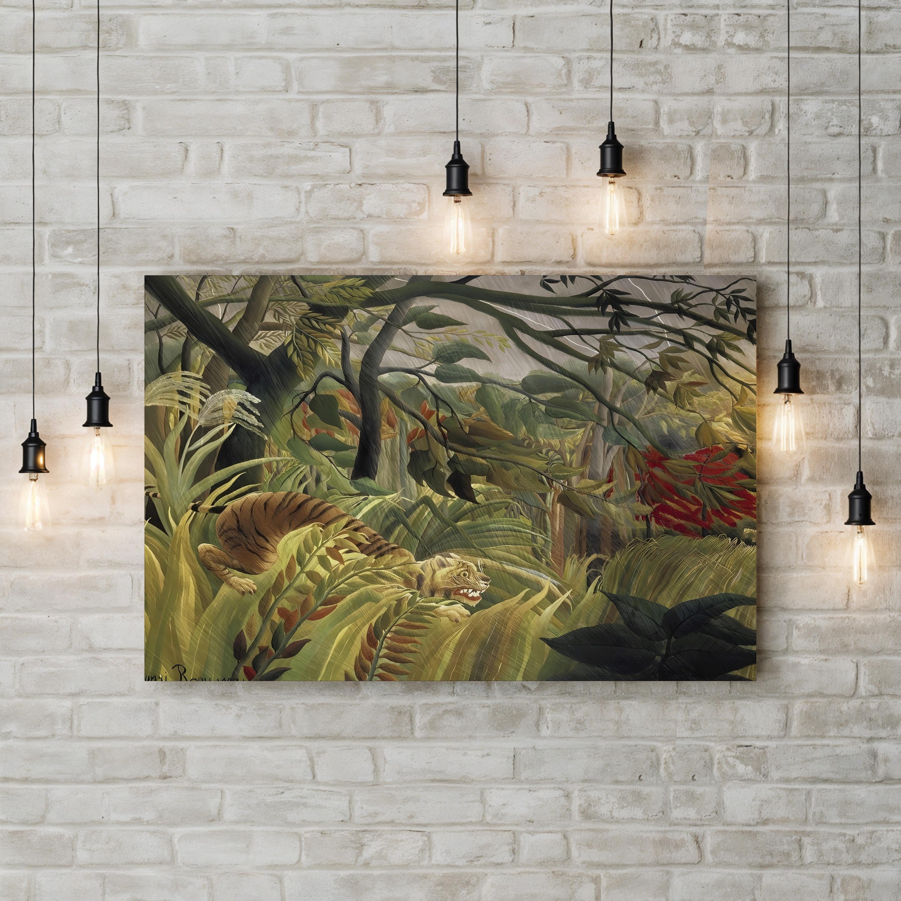 Rousseau’s Jungle V Wall Art by Henri Rousseau – Tropical Naïve Jungle Wildlife Canvas
