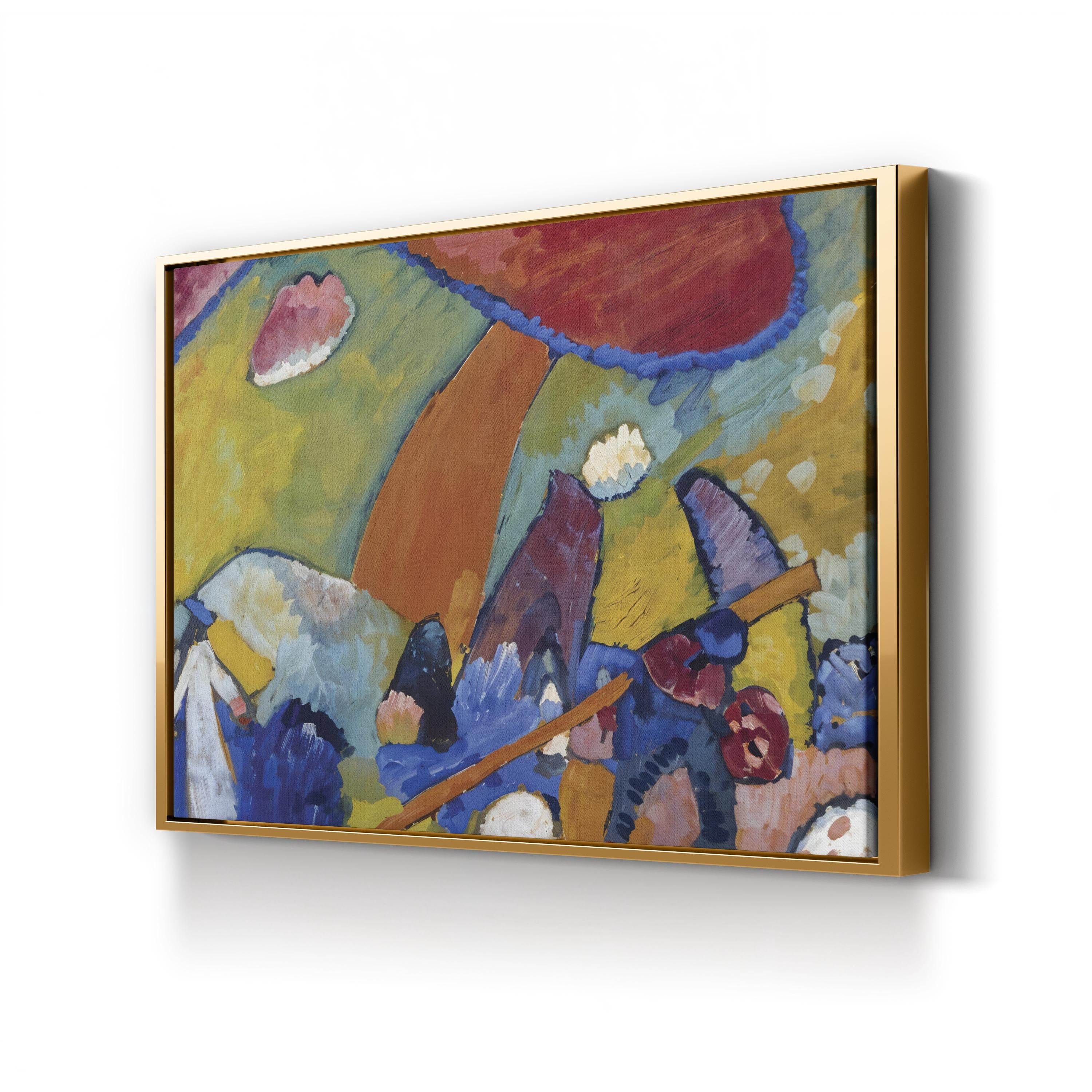 Abstract Landscape Composition by Wassily Kandinsky canvas print in gold frame