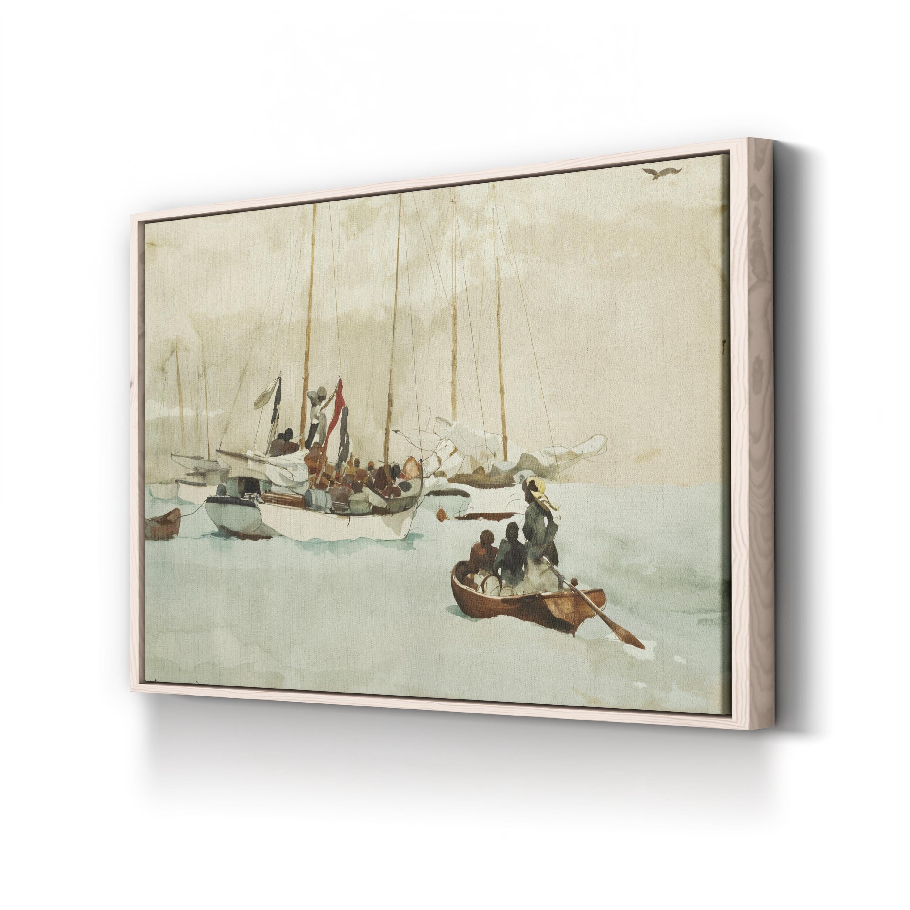 Schooners at Anchor, Key West, 1903 by Winslow Homer | Vintage Nautical Coastal Wall Art