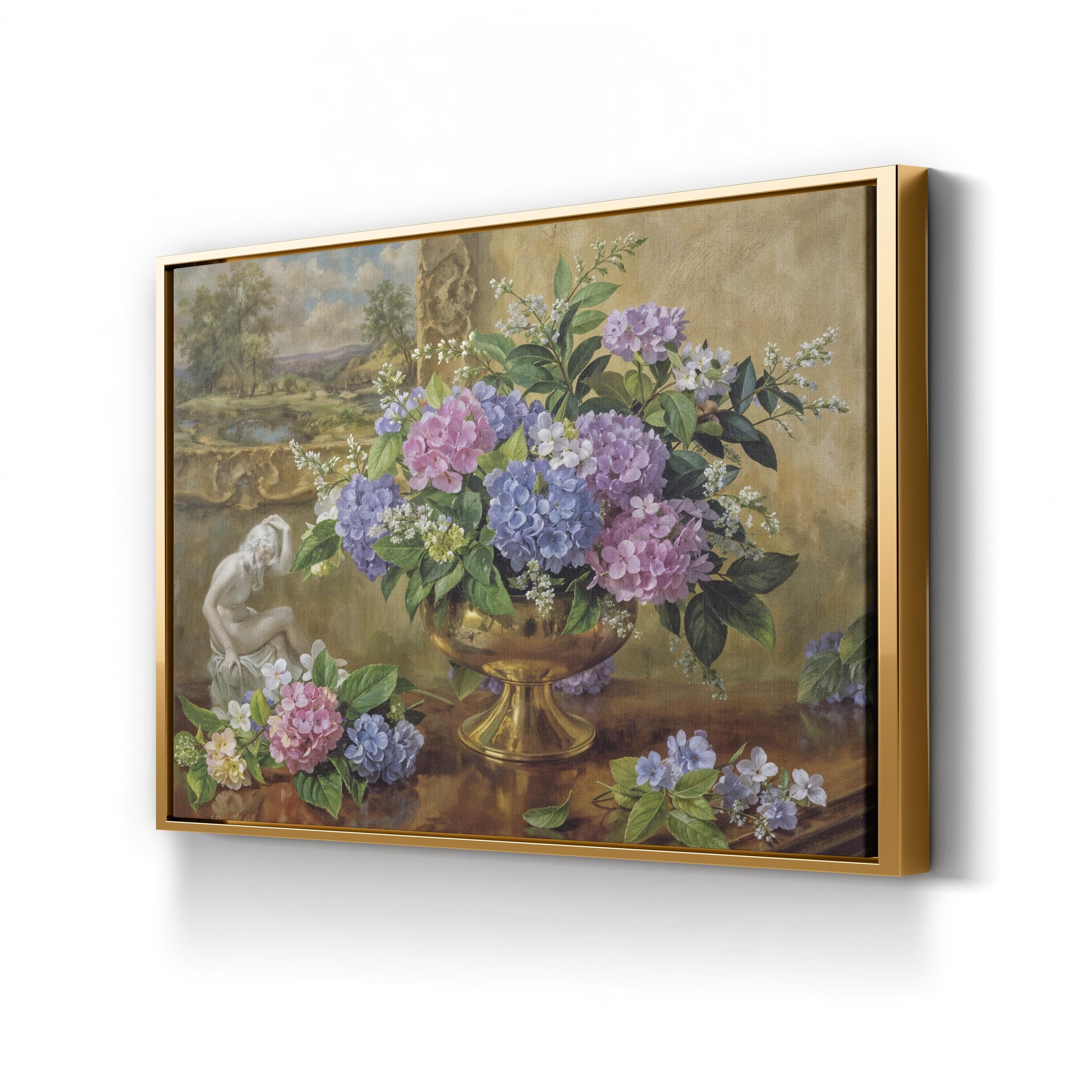 Floral Hydrangeas and Lilacs Still Life II Canvas Wall Art by Albert Williams