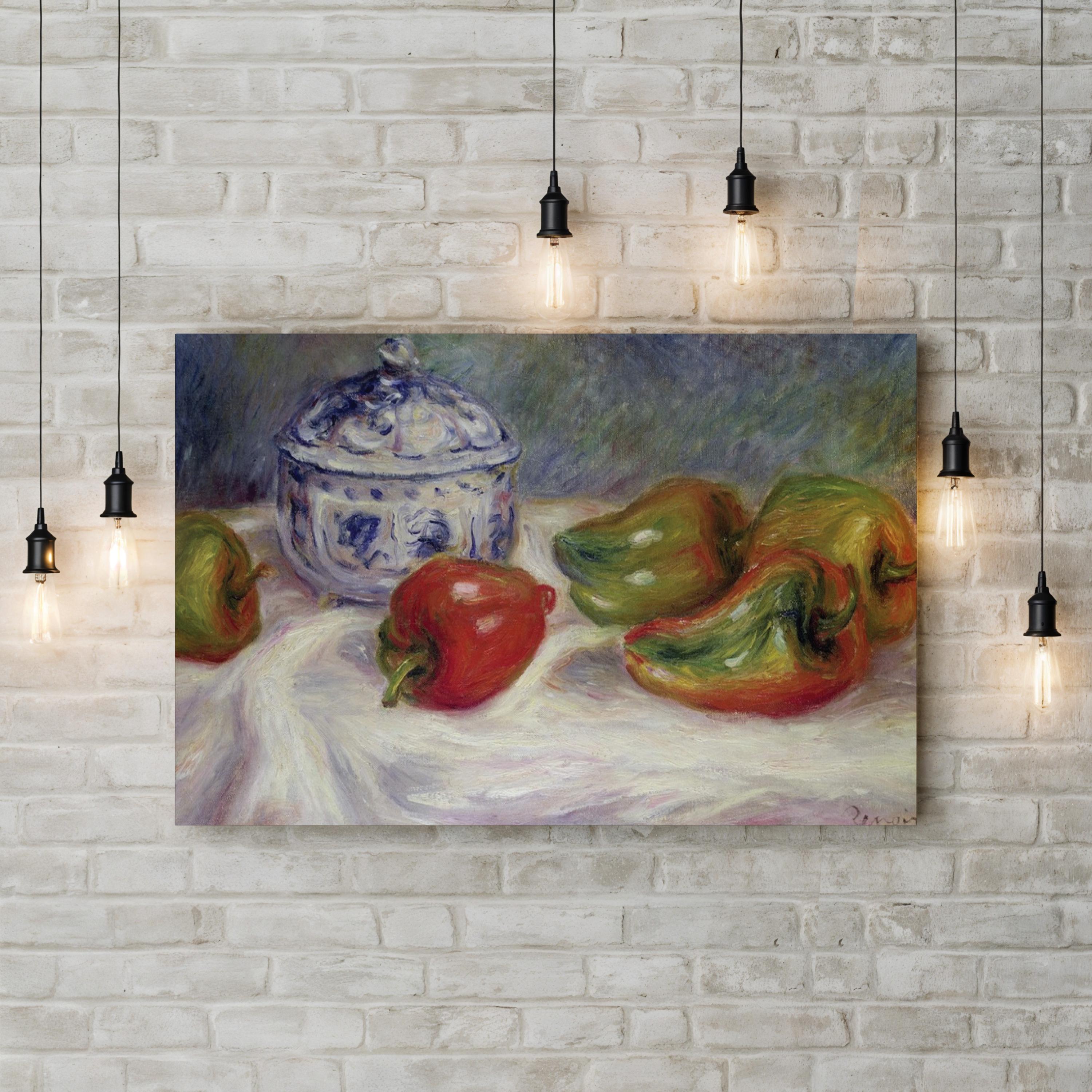 Renoir 1905 Still Life with a Sugar Bowl and Red Peppers By Pierre-Auguste Renoir