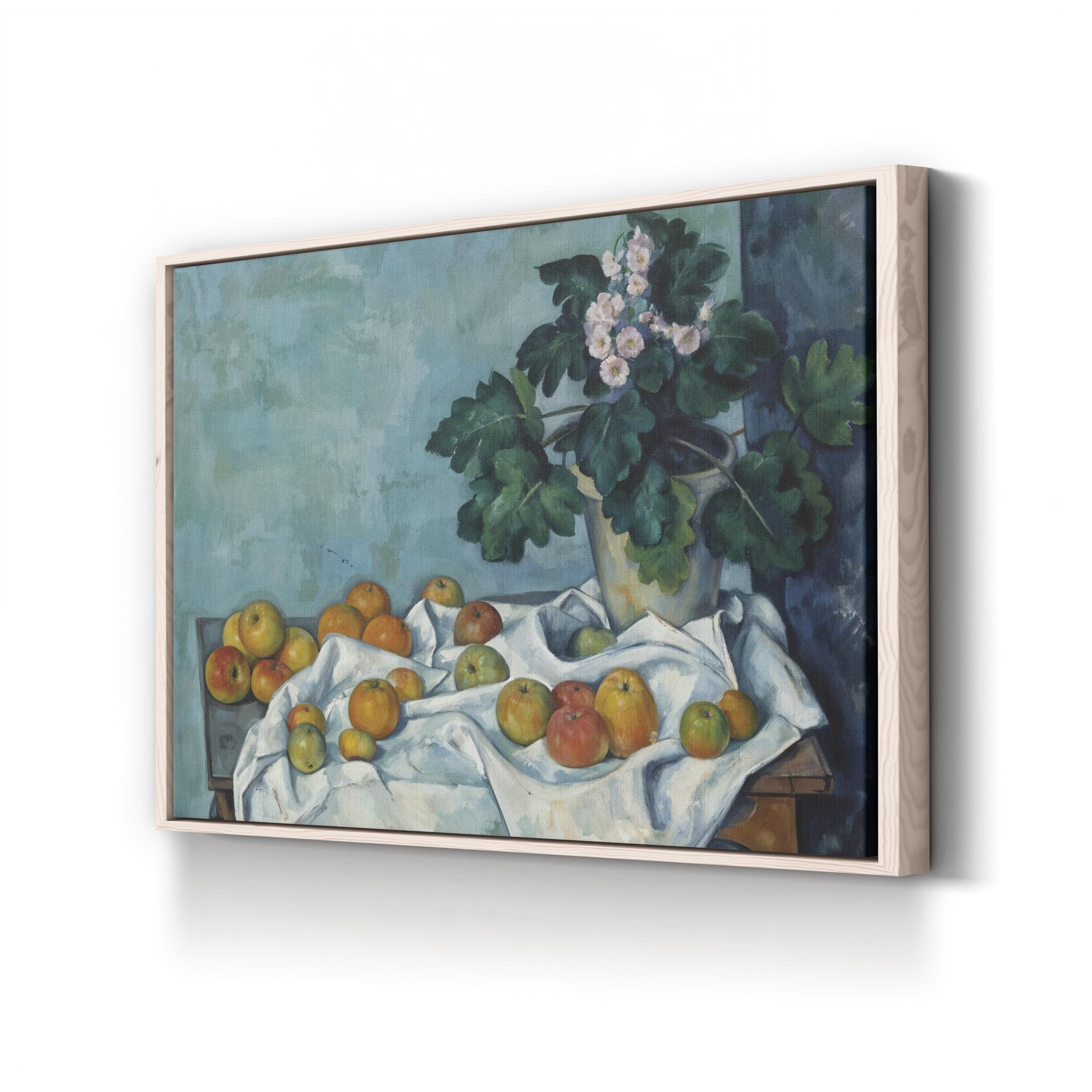 Still Life With Apples And A Pot Of Primroses, 1890 Wall Art by Paul Cézanne