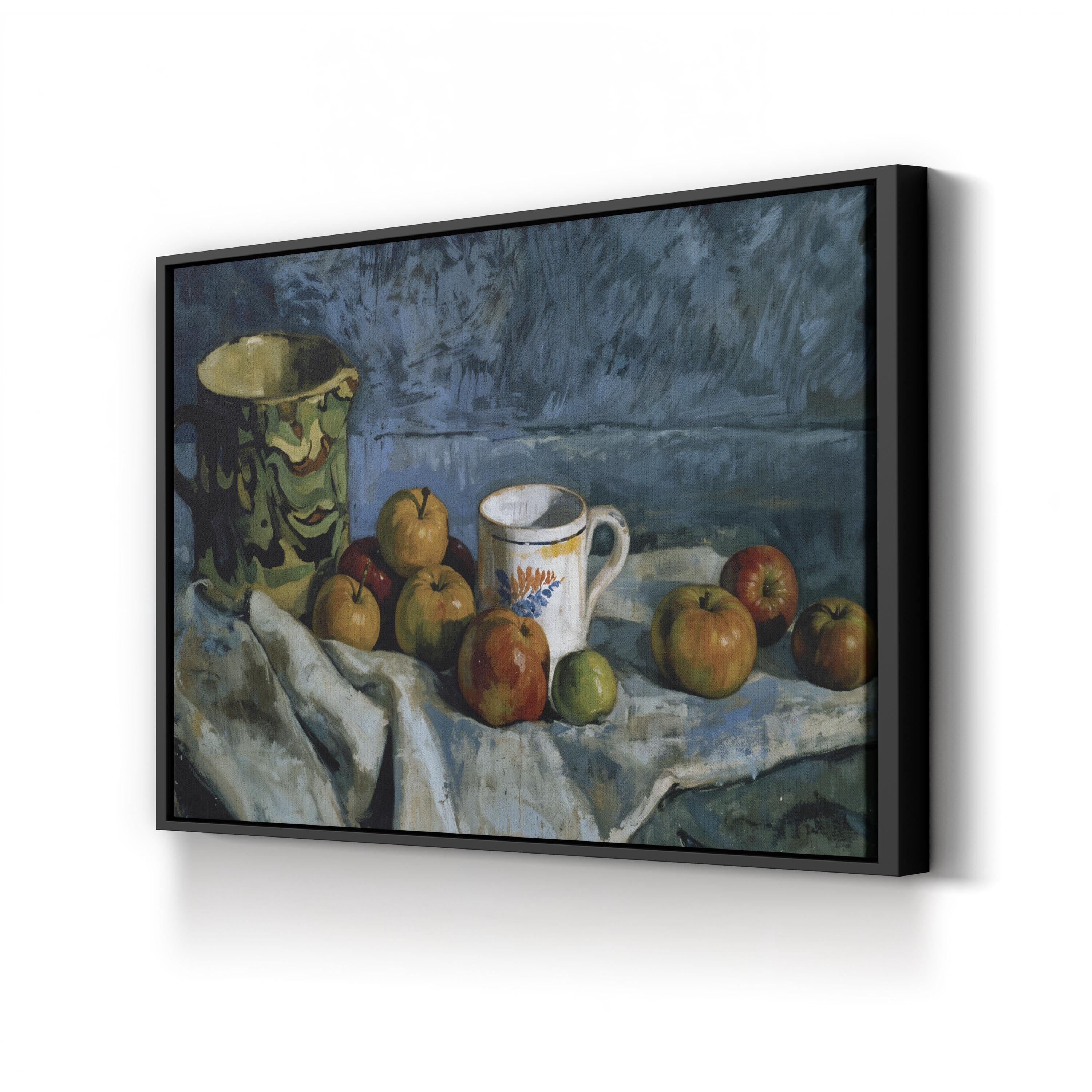 Still Life With Apples, Cup, And Pitcher Wall Art by Paul Cezanne – Classical Post-Impressionist Still Life Canvas