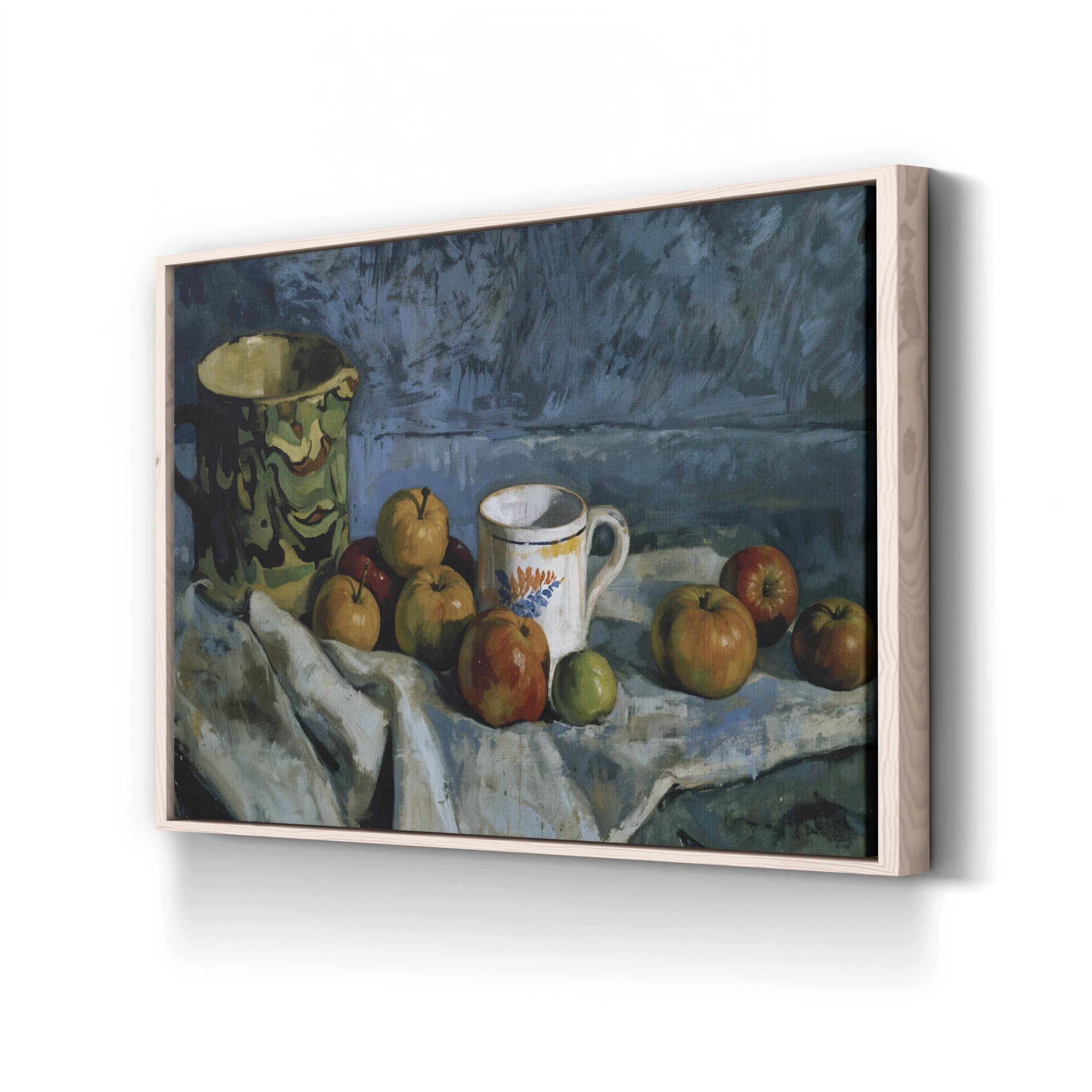 Still Life With Apples, Cup, And Pitcher Wall Art by Paul Cezanne – Classical Post-Impressionist Still Life Canvas
