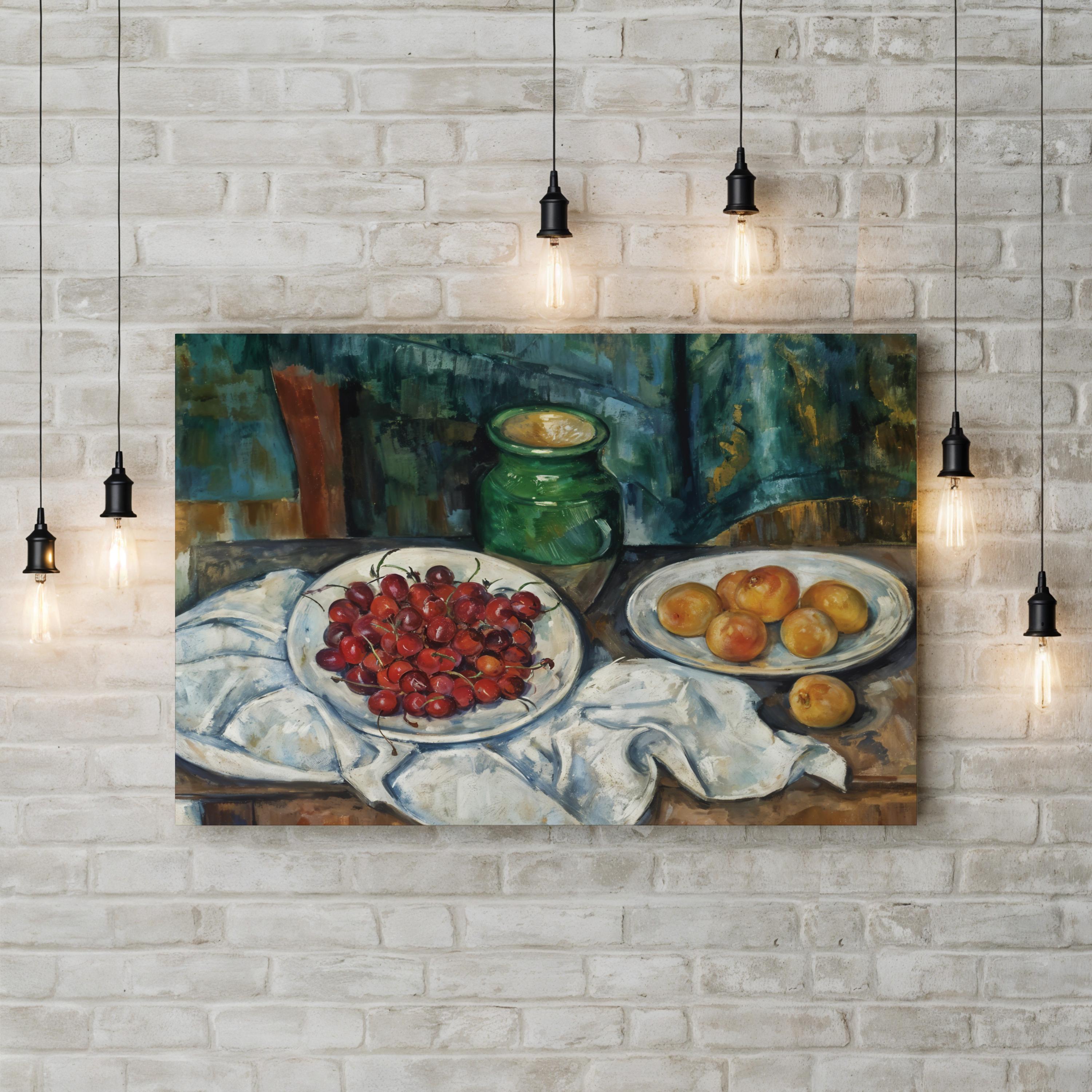Still Life With Cherries And Peaches, Classical Post-Impressionist  1885–87 Wall Art by Paul Cezanne