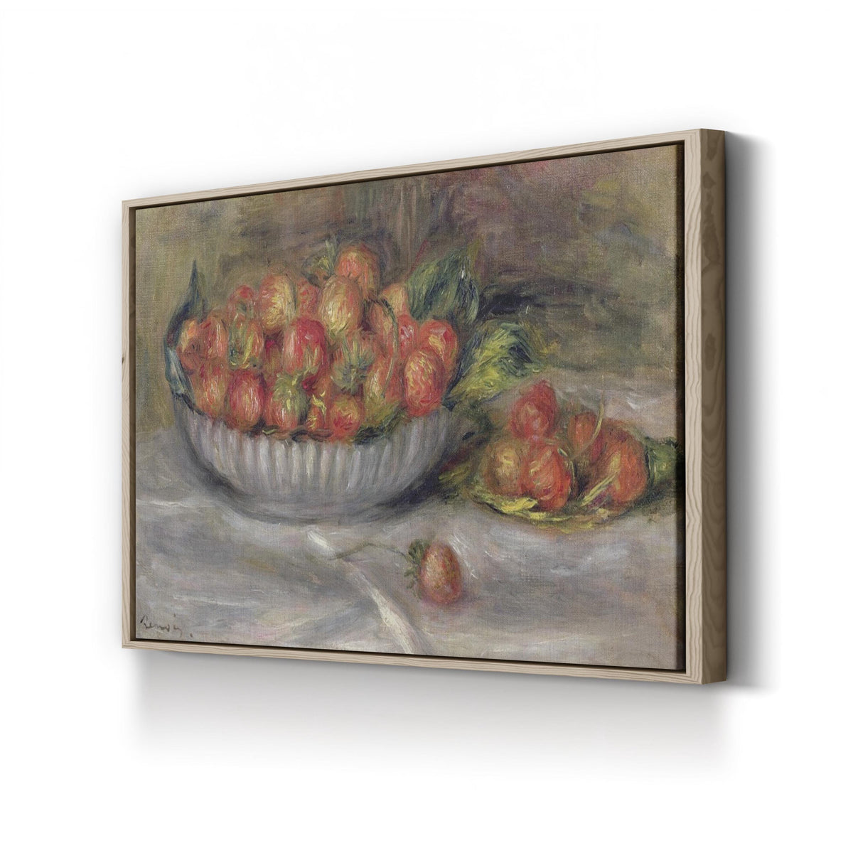 Still Life with Strawberries by Pierre-Auguste Renoir canvas print in an oak frame