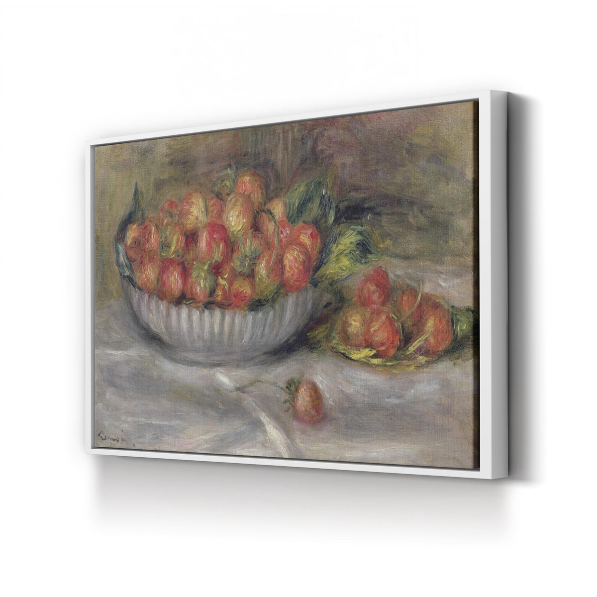 Still Life with Strawberries by Pierre-Auguste Renoir canvas print in a white frame