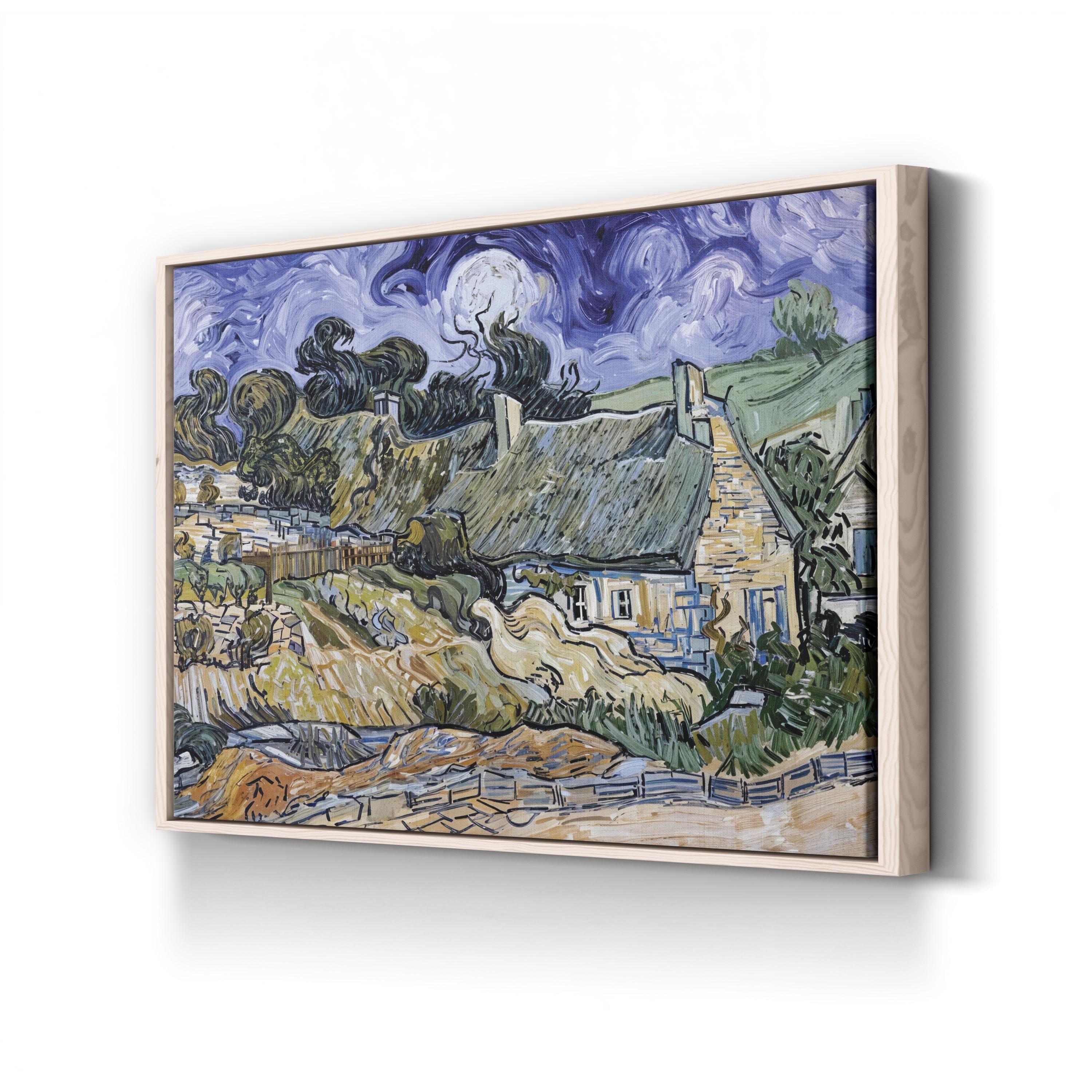 Thatched Cottages at Auvers-sur-Oise (1890) by Vincent van Gogh – 19th Century Vintage Canvas Wall Art