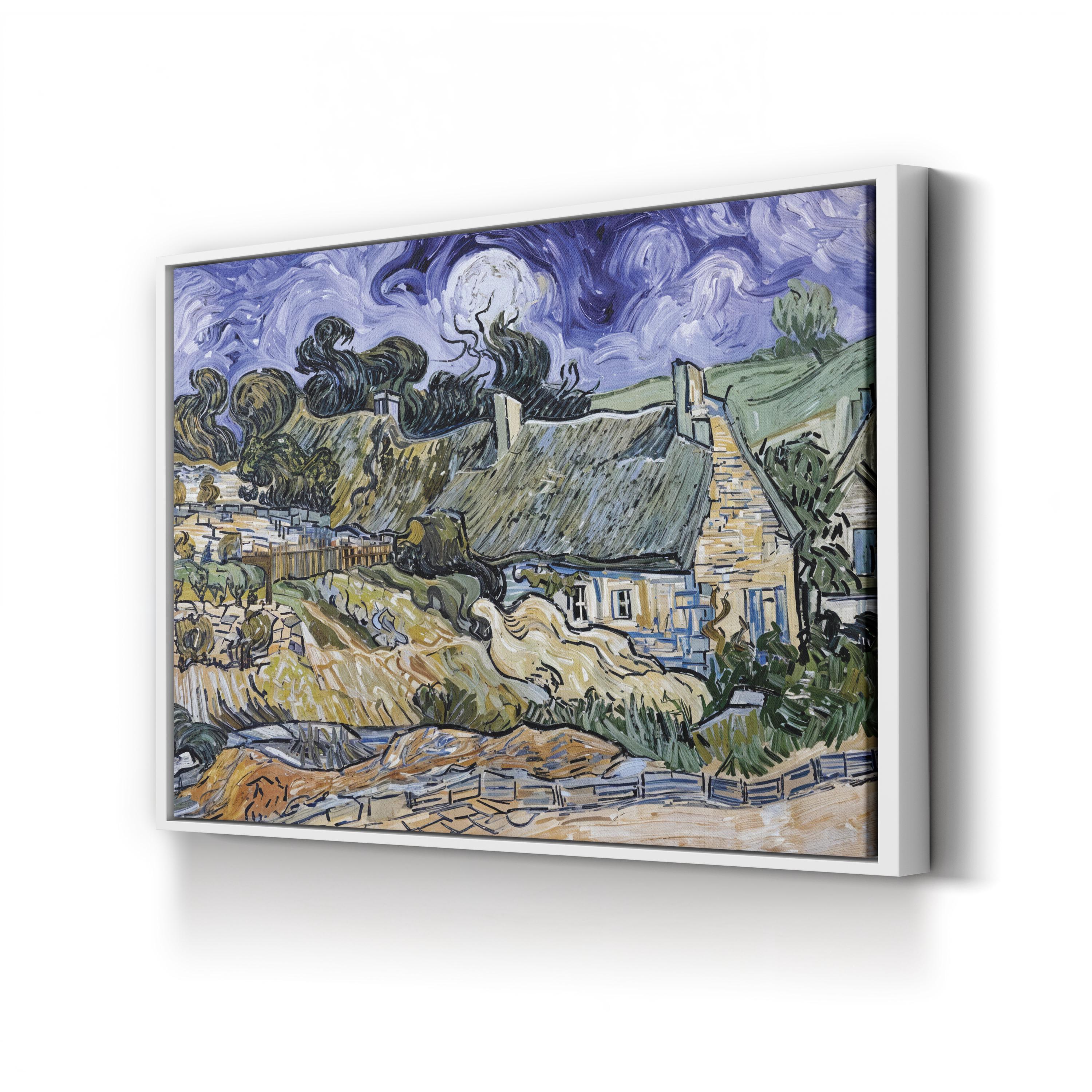 Thatched Cottages at Auvers-sur-Oise (1890) by Vincent van Gogh – 19th Century Vintage Canvas Wall Art