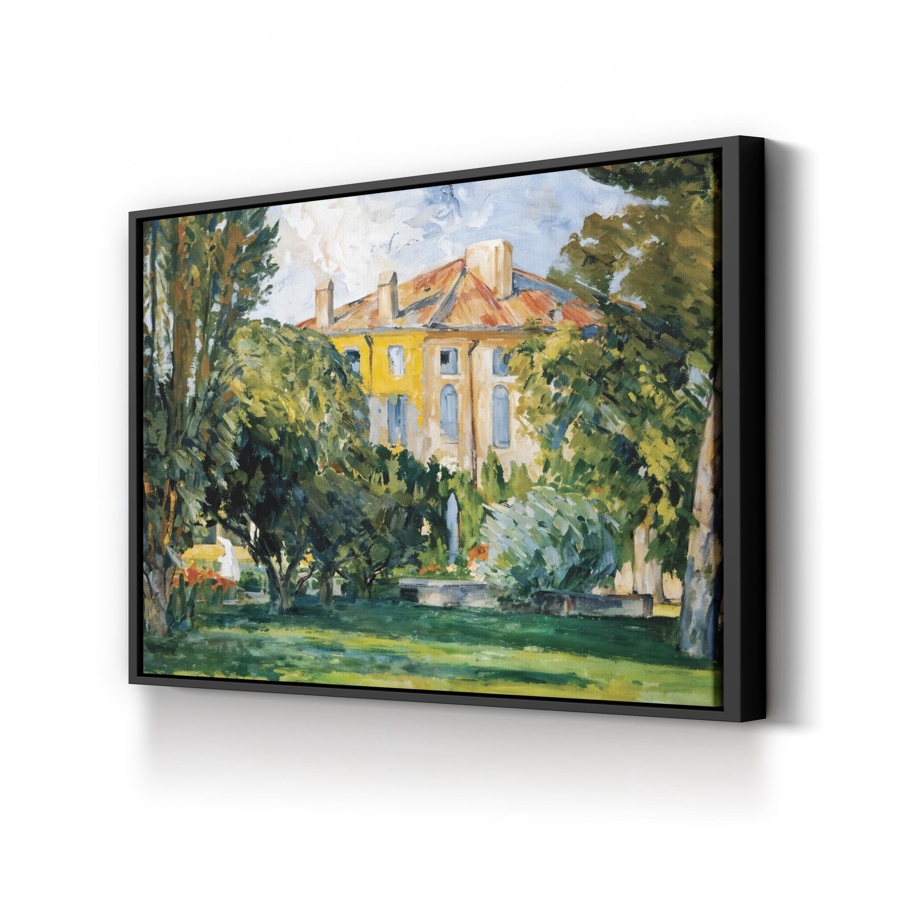 The House at Jas de Bouffan by Paul Cézanne canvas print in black frame
