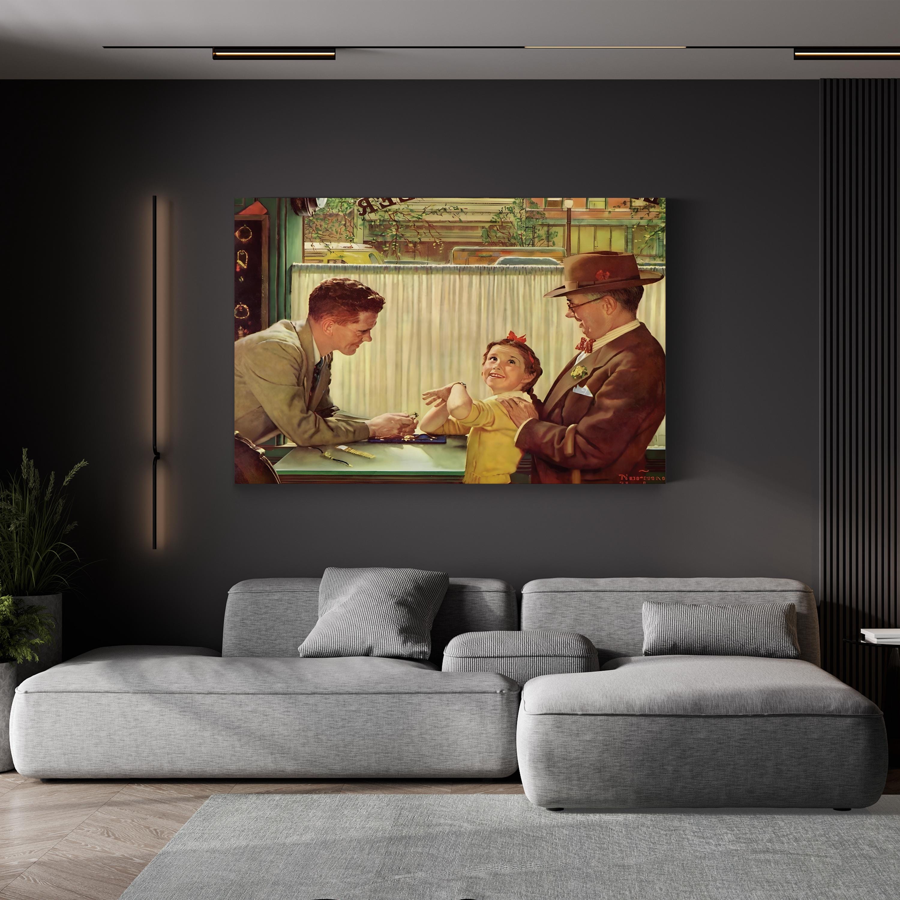 The Jewelry Shop, 1954 by Norman Rockwell canvas print in Gallery Canvas