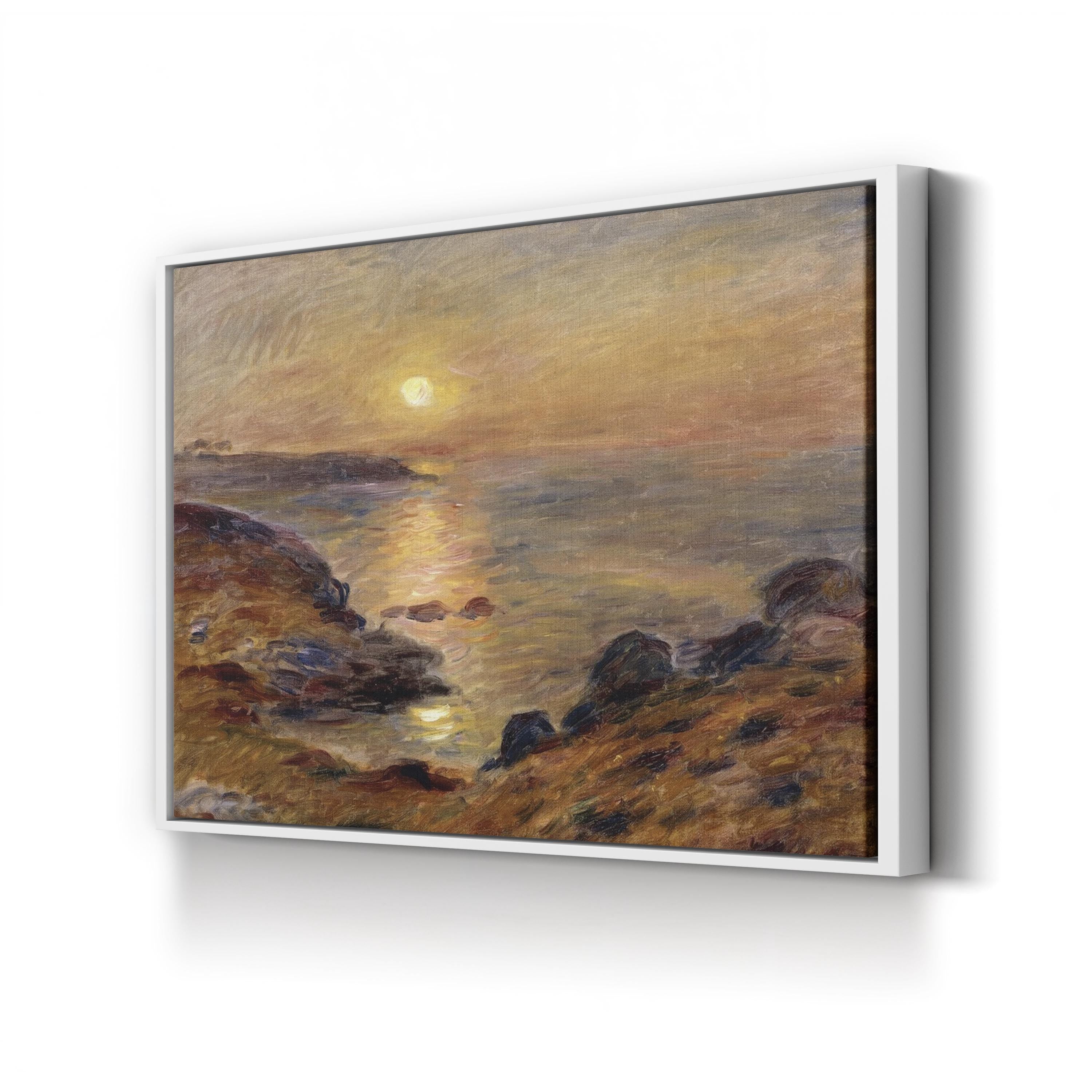 The Setting of the Sun at Douarnenez in France Wall Art | Sunset Over Sea Canvas Print