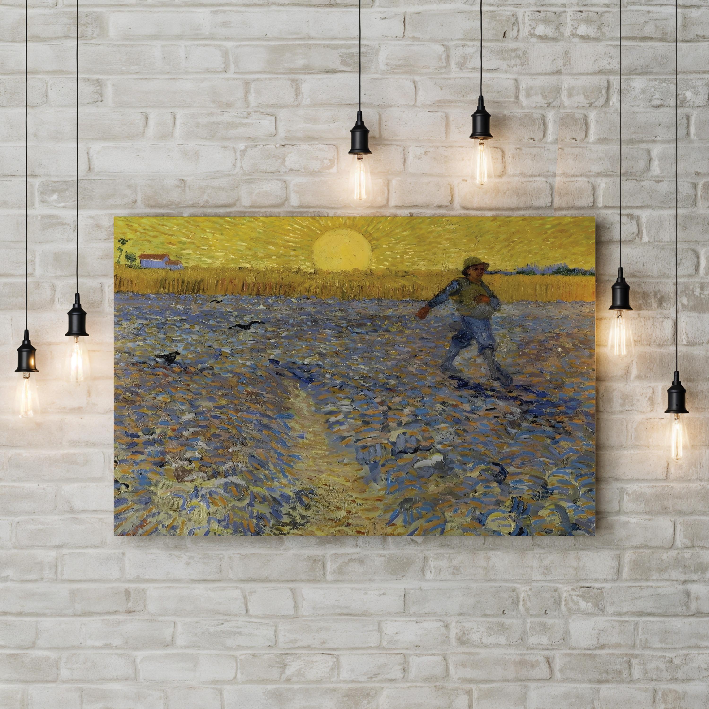 The Sower, 1888 Vintage Canvas Print – Vincent van Gogh Farm Scene Wall Art