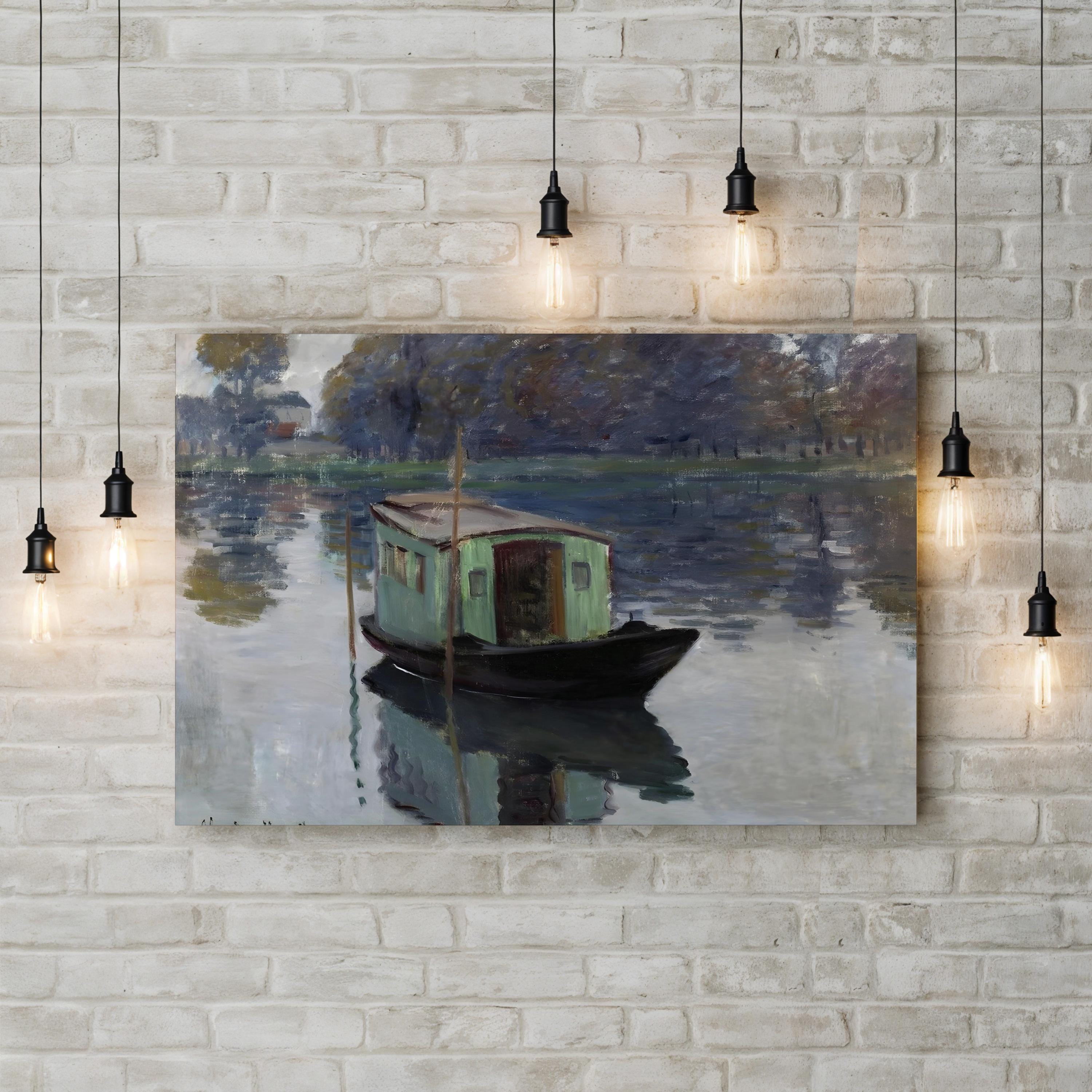 The Studio Boat, 1874 Vintage Canvas Print – Claude Monet Nautical Wall Art