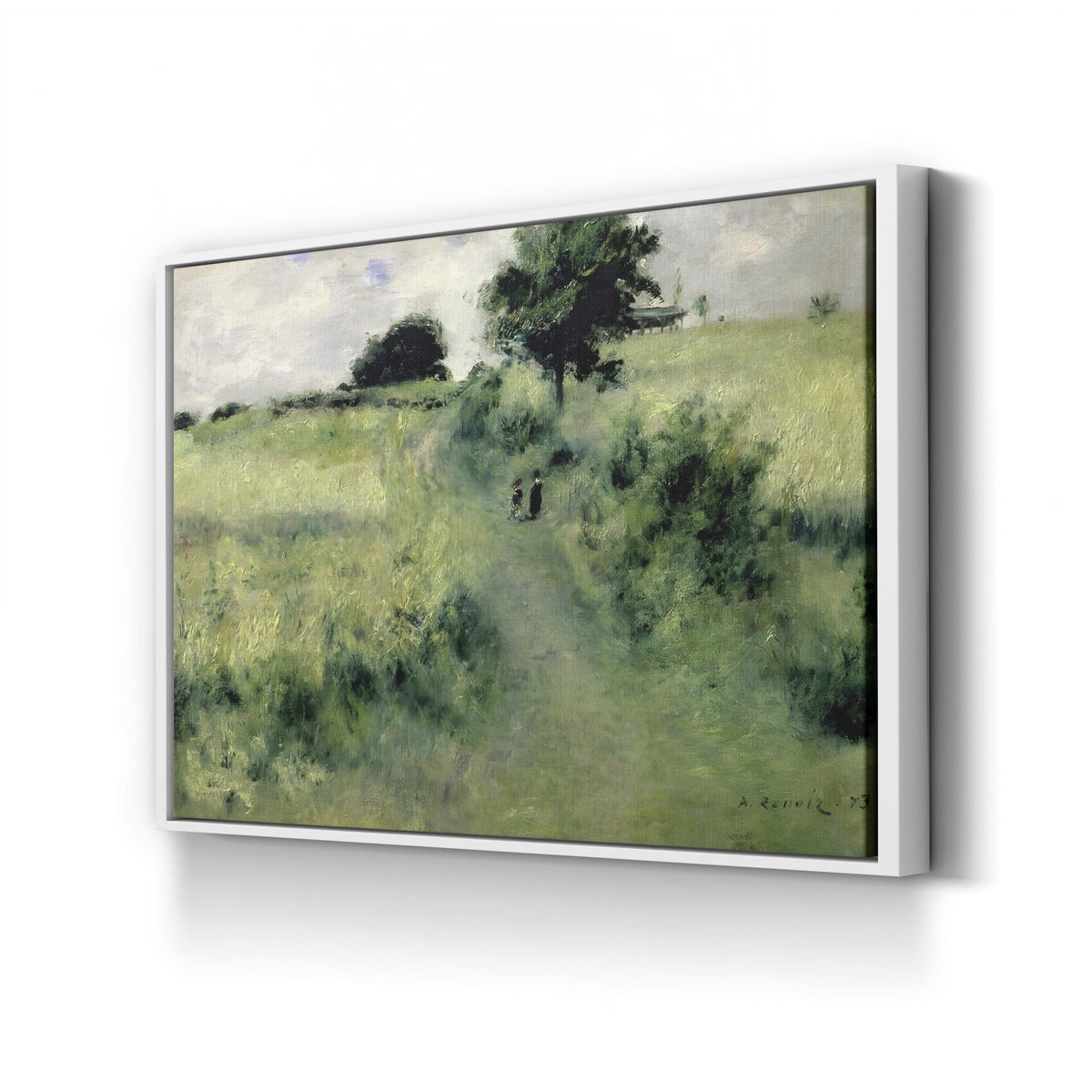 Meadow Path, c. 1873 by Pierre-Auguste Renoir canvas print in White Framed Canvas