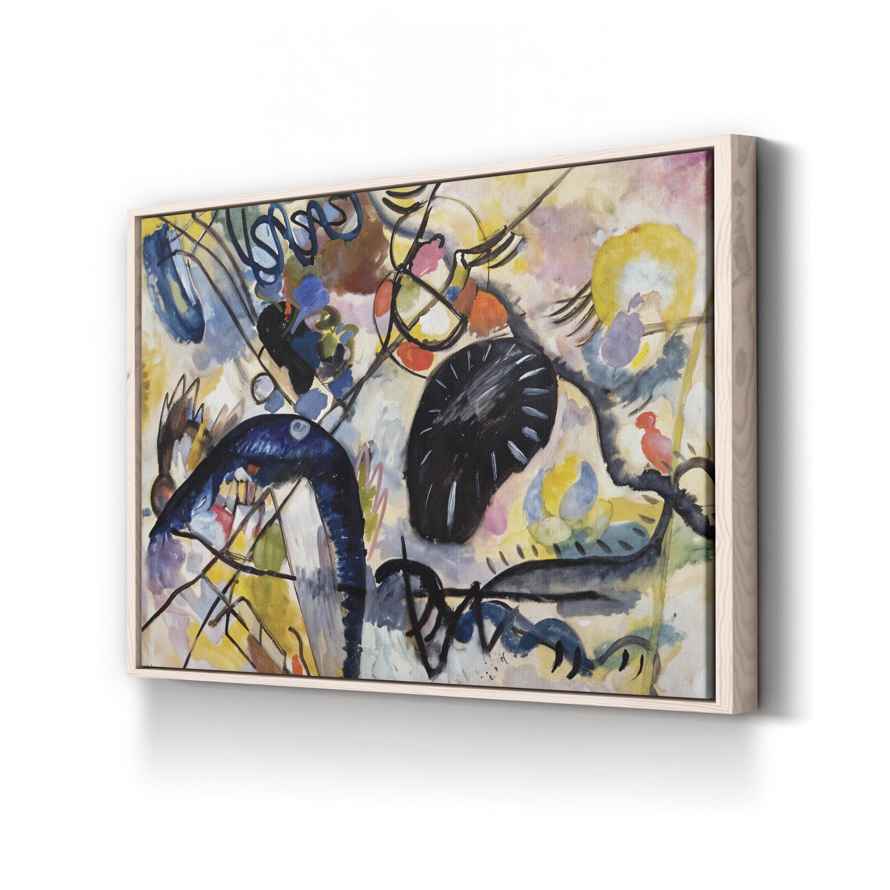 Picture with a Black Arch by Wassily Kandinsky canvas print in natural wood frame