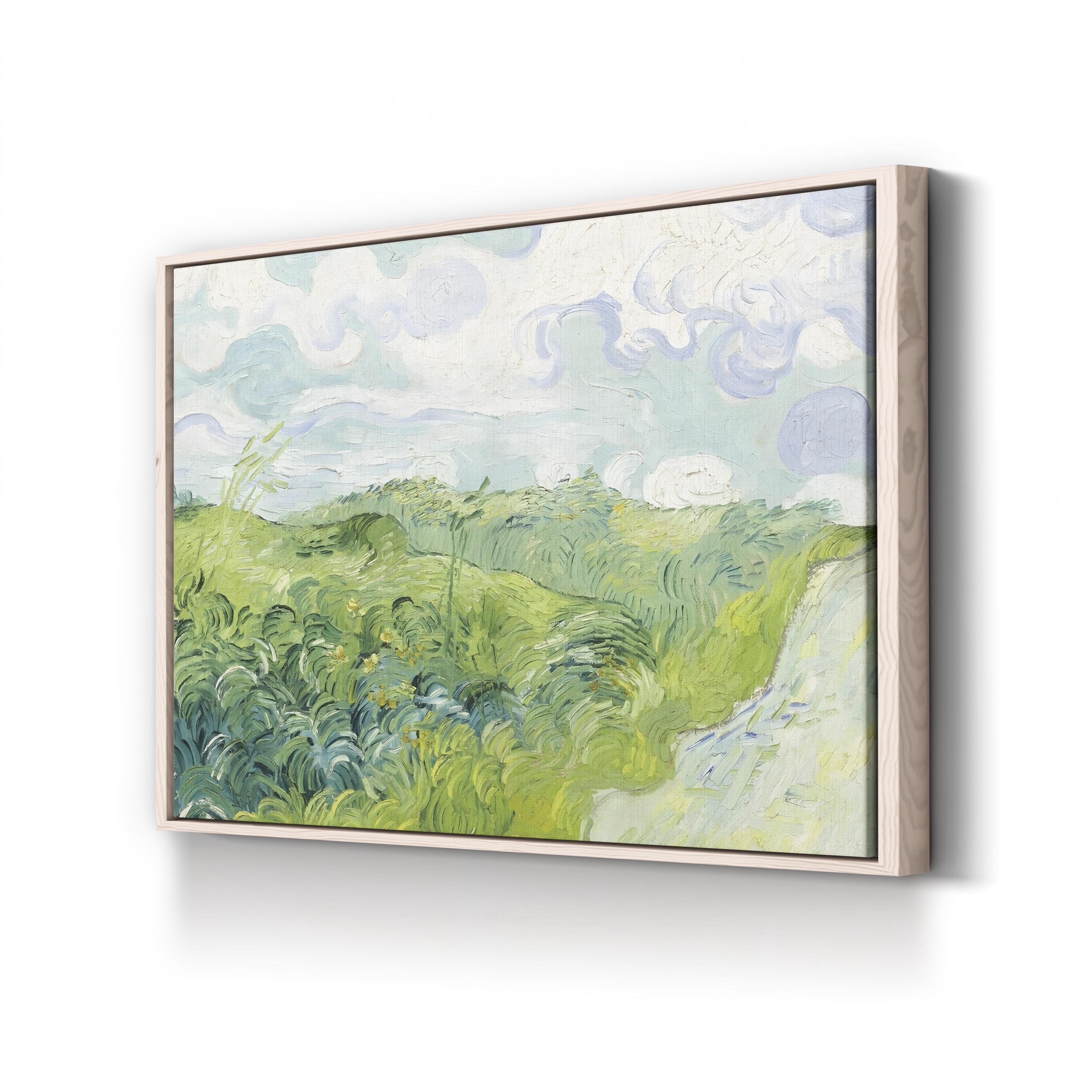 Van Gogh Clouds I Canvas Print: Framed Green Hills Oil Painting Style