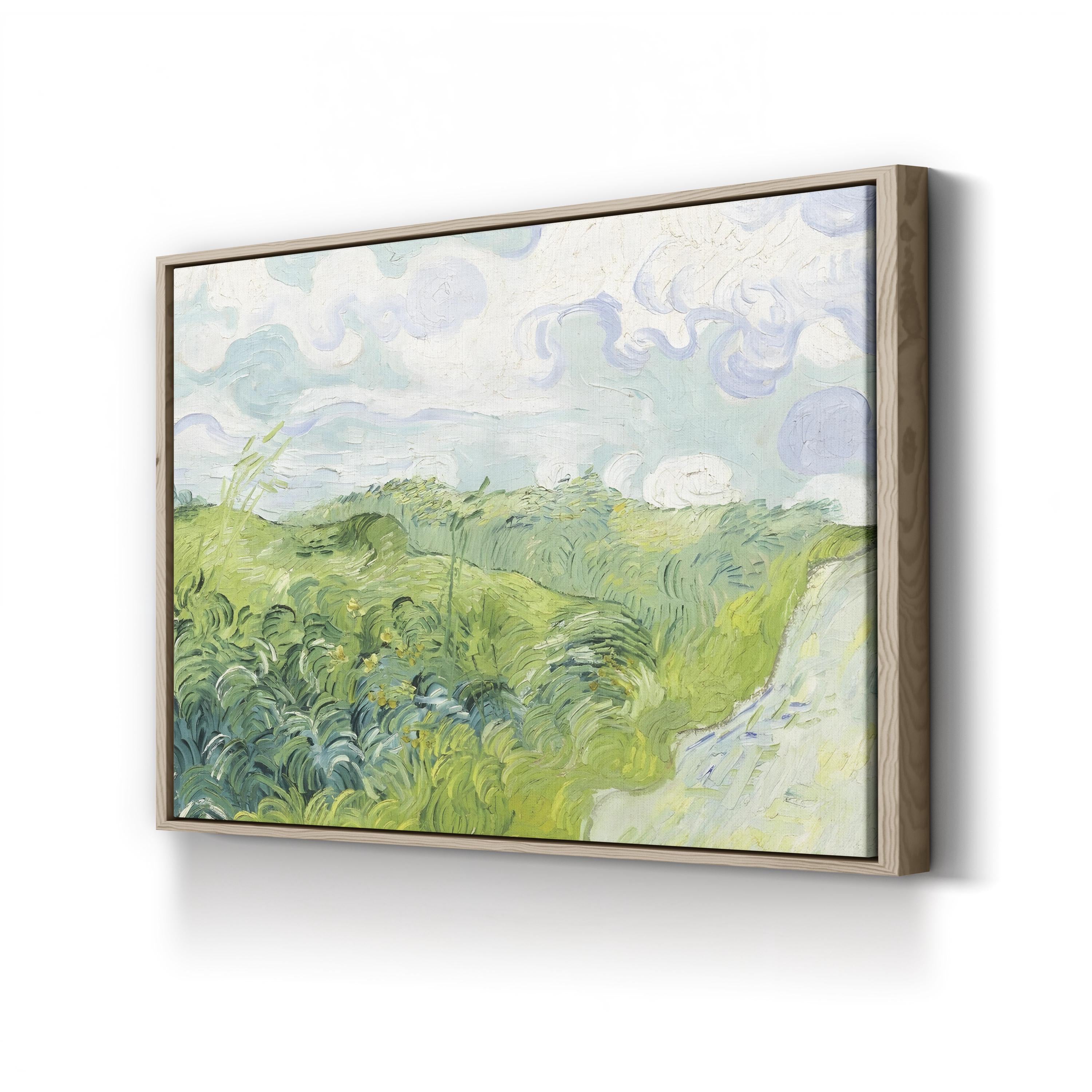 Van Gogh Clouds I Canvas Print: Framed Green Hills Oil Painting Style