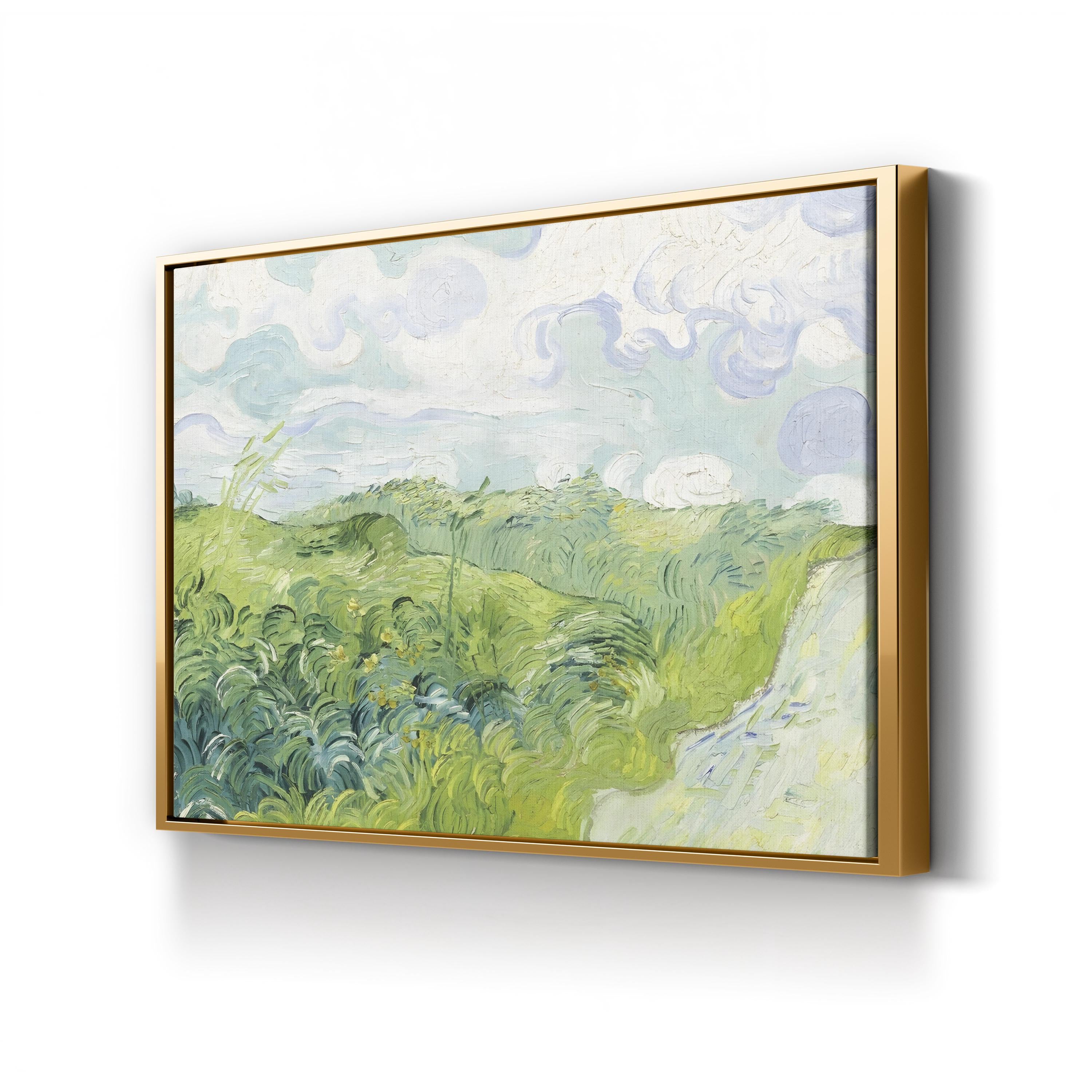 Van Gogh Clouds I Canvas Print: Framed Green Hills Oil Painting Style