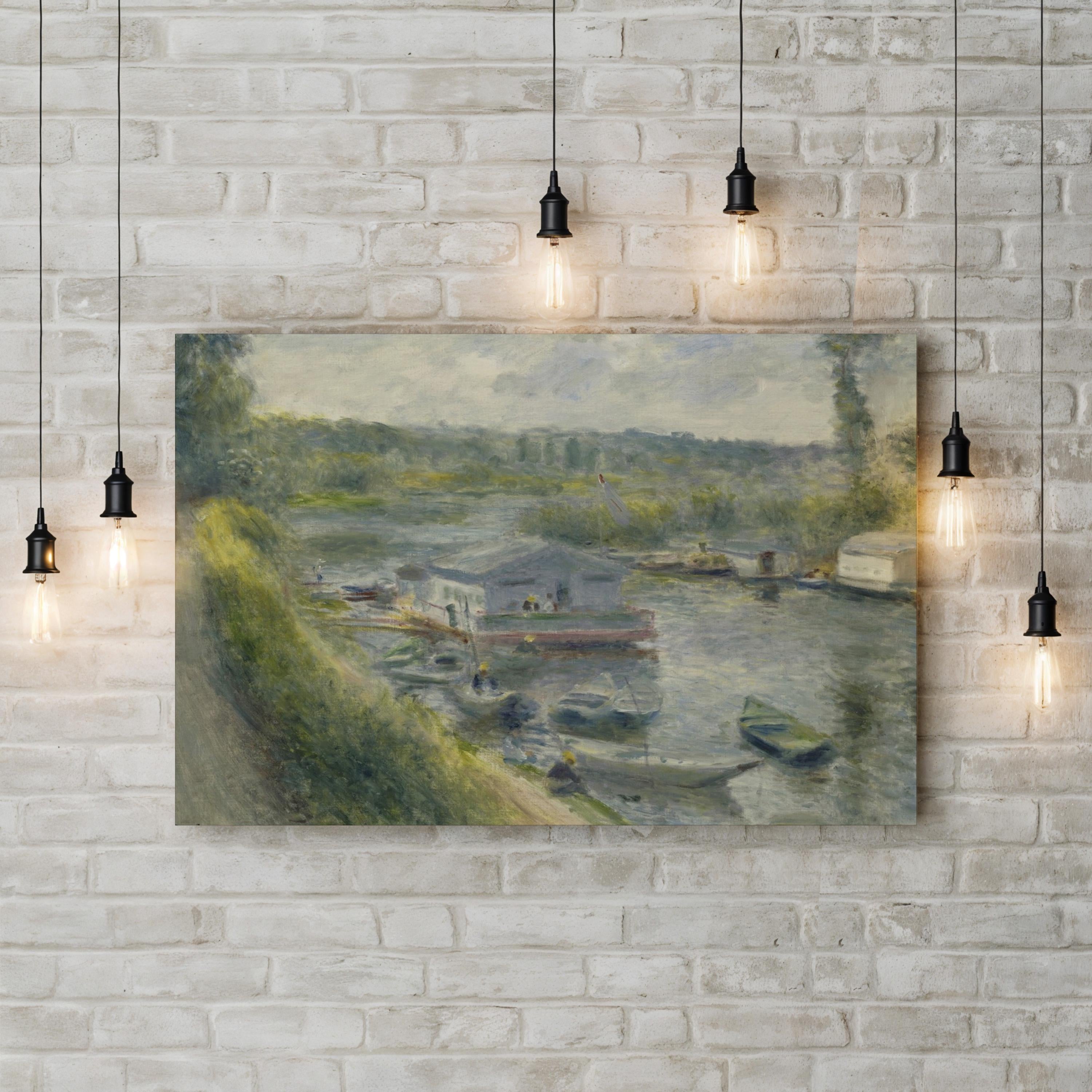 Wash-House Boat at Bas-Meudon – Period Illustration Wall Art | Coastal Nautical Canvas Print