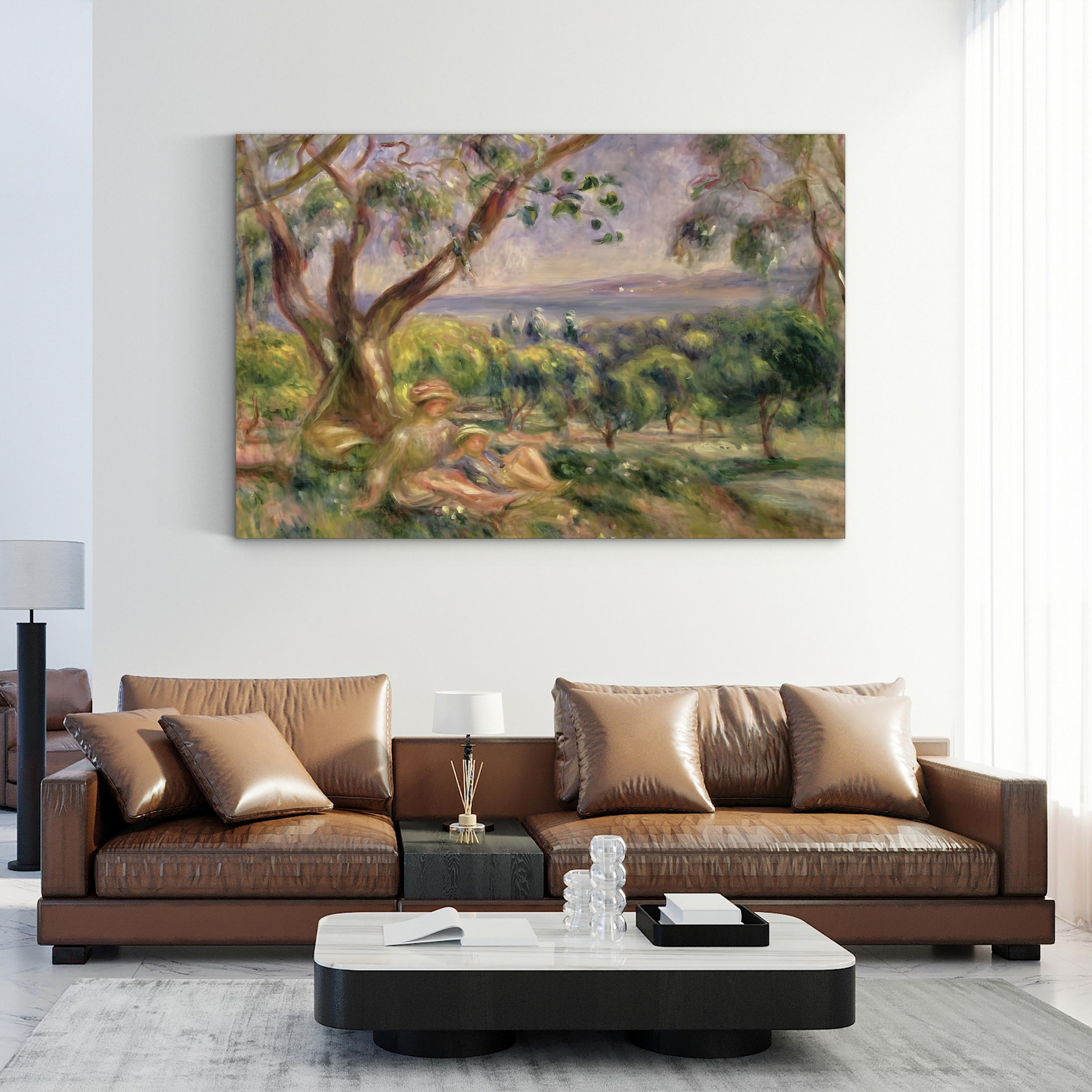 Vintage 1910 Woman and Child in Nature Canvas Print: Early 20th Century Figurative Art