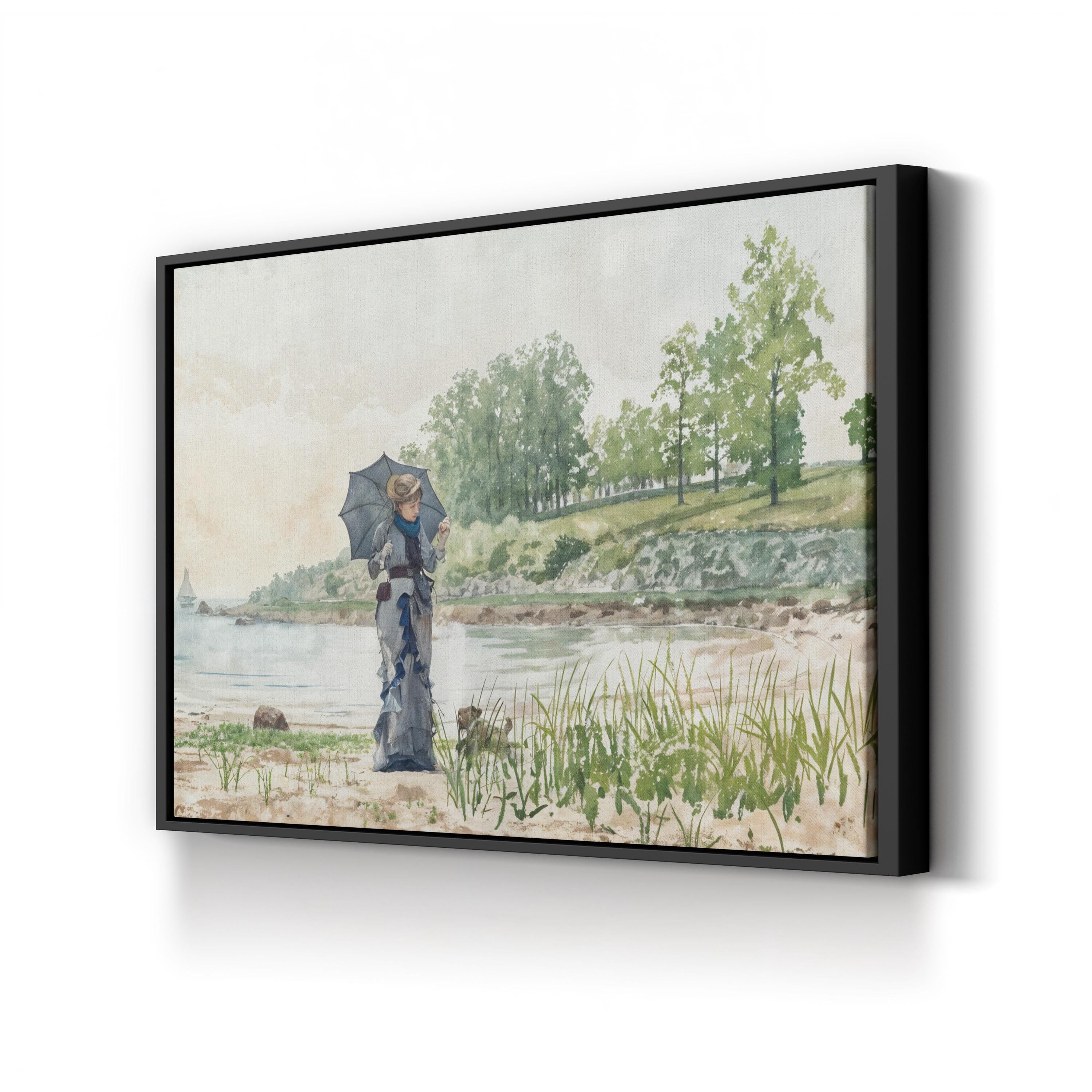 Young Woman by the Shore, 1880 – Impressionist Wall Art | Coastal Landscape Canvas Print