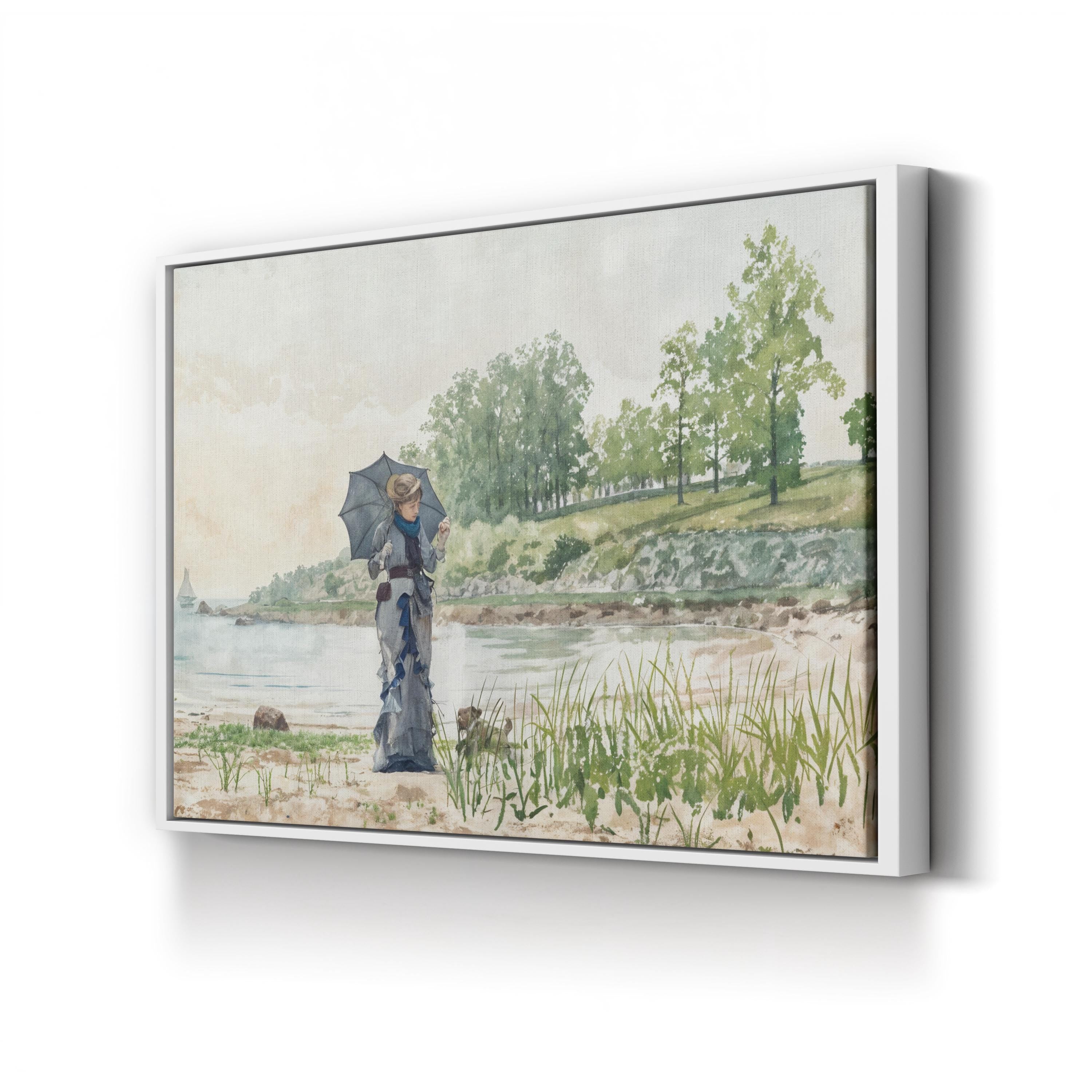 Young Woman by the Shore, 1880 – Impressionist Wall Art | Coastal Landscape Canvas Print
