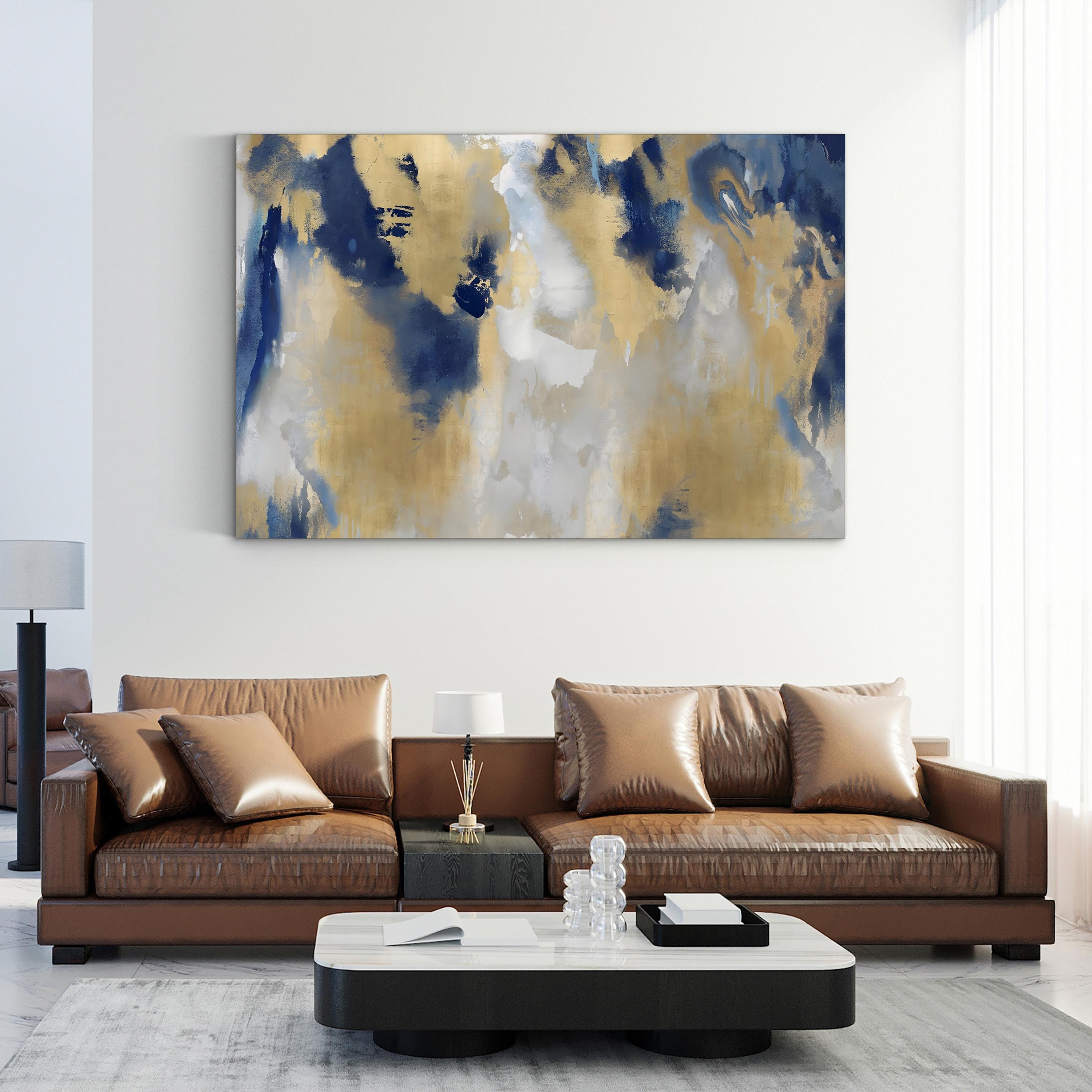 Contemporary Gold Stains Indigo Wall Art by David Moore