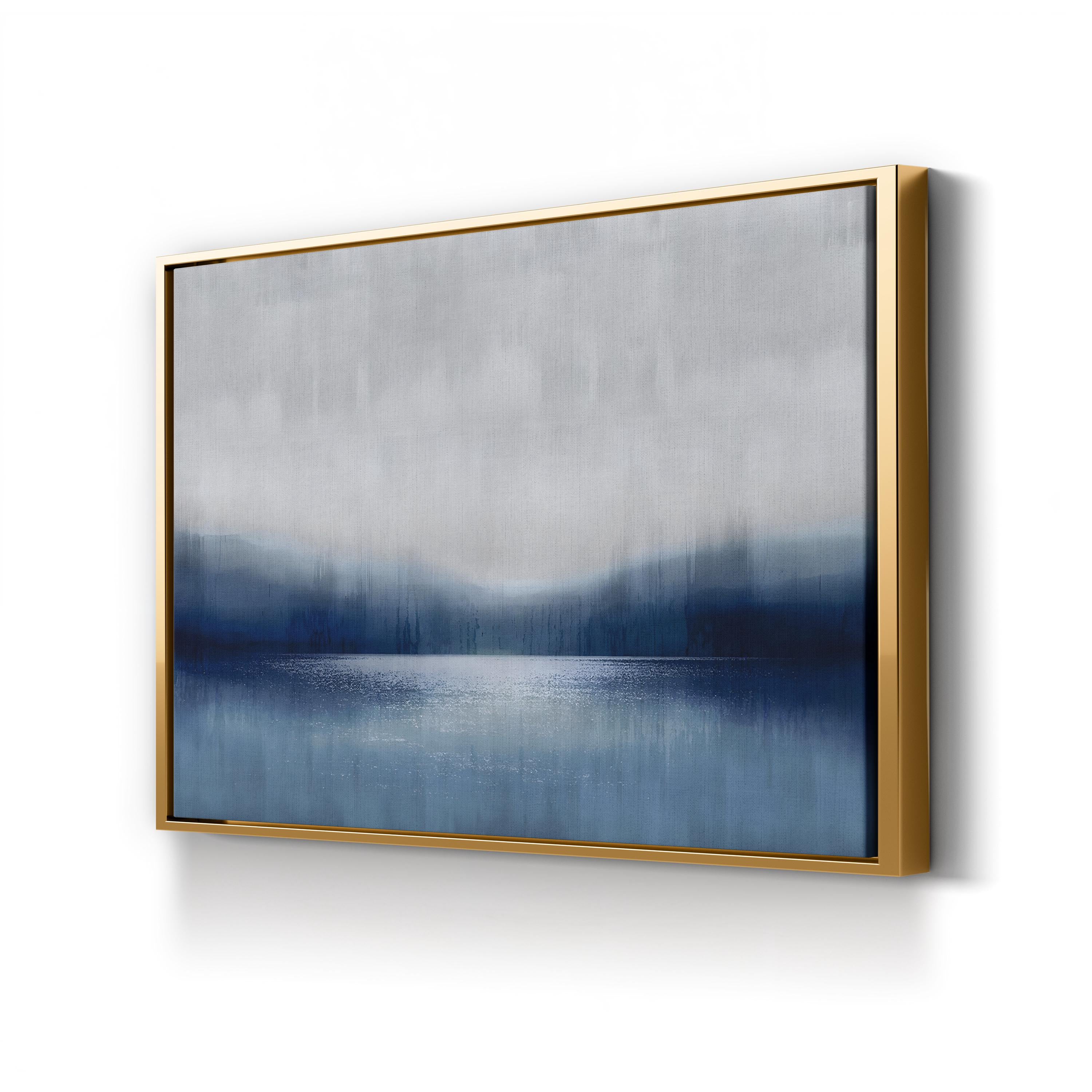 Abstract Landscape Indigo Lake II Wall Art by David Moore | Contemporary Blue Abstract Canvas