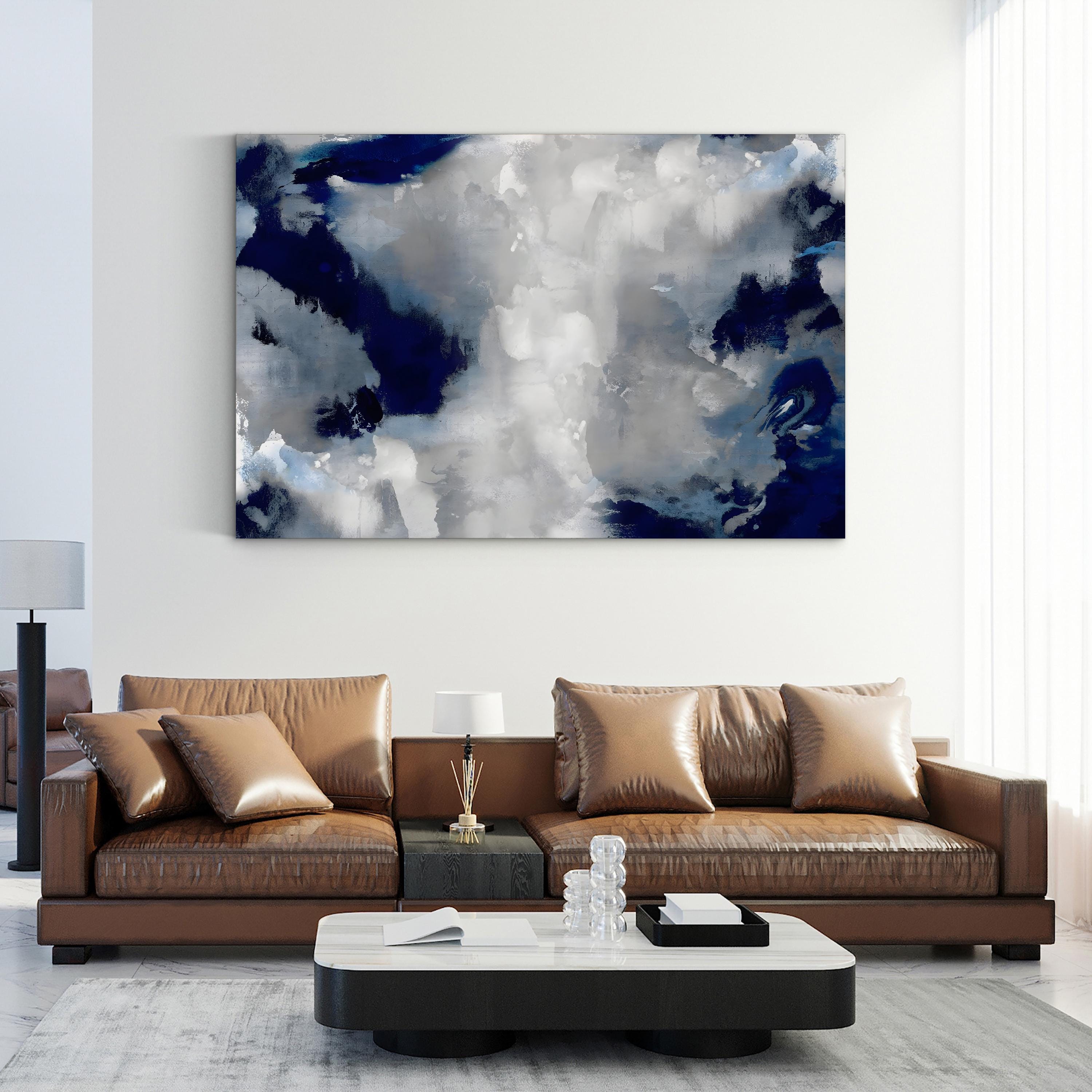Abstract Stains Indigo II Abstract Canvas Wall Art by David Moore