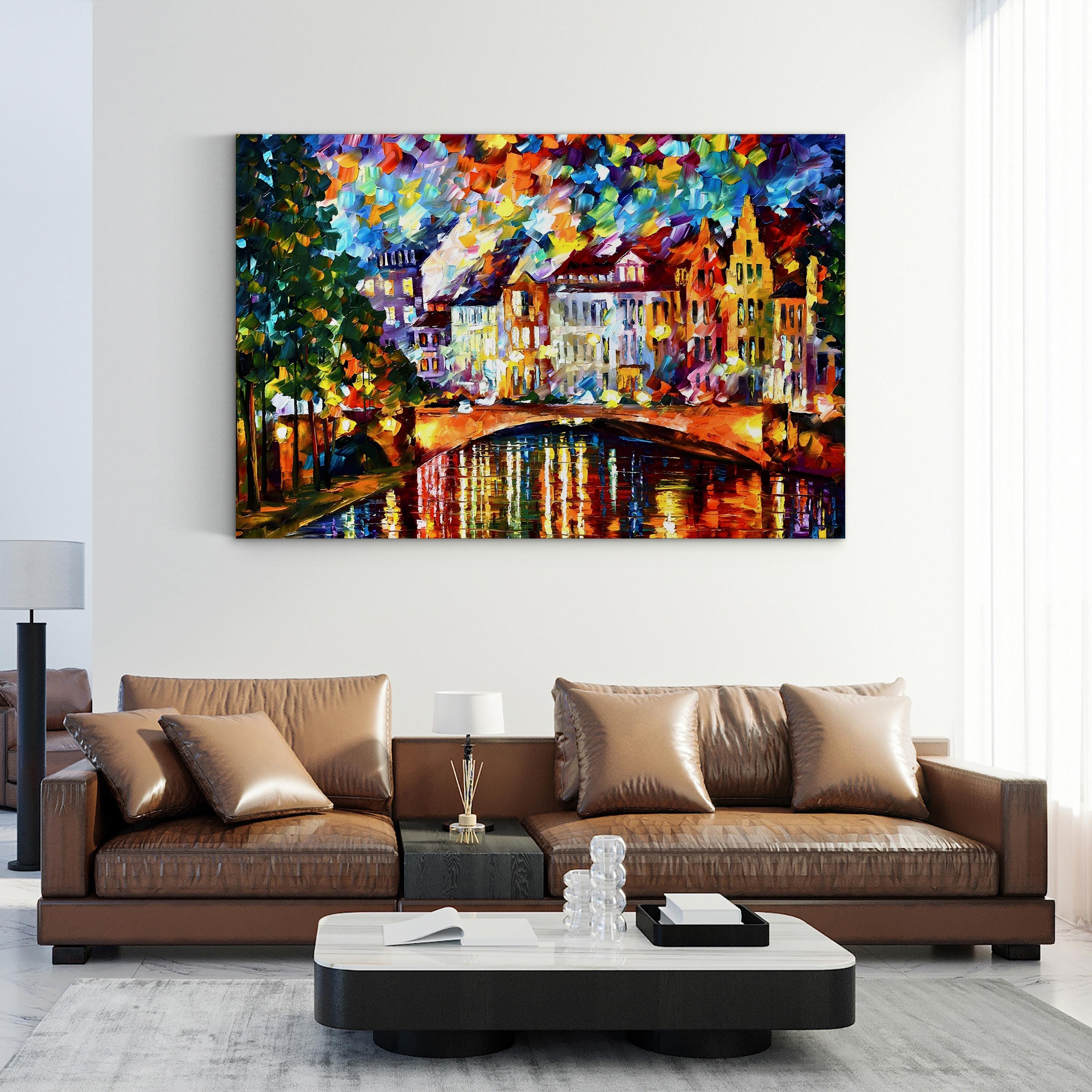 Amsterdam Wall Art by Leonid Afremov – Contemporary Impressionist Cityscape Canvas