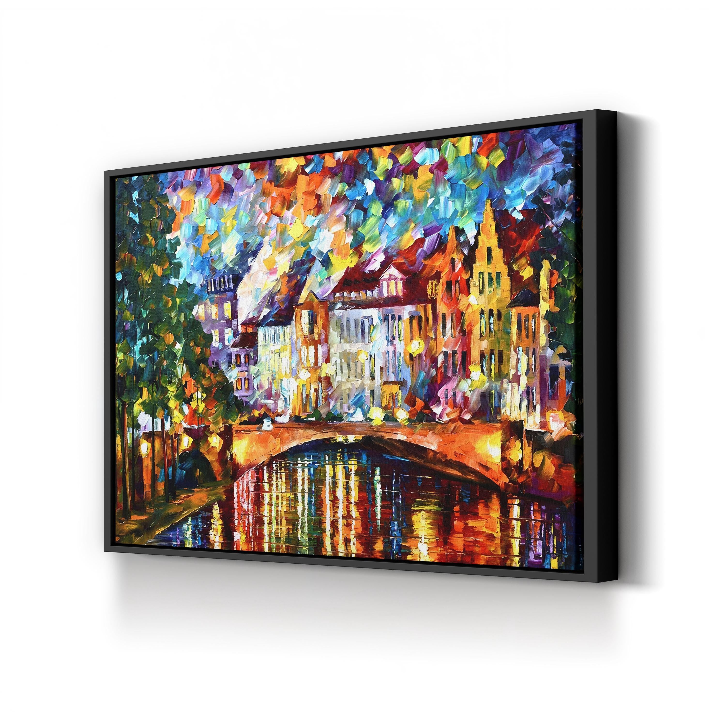 Amsterdam Wall Art by Leonid Afremov – Contemporary Impressionist Cityscape Canvas