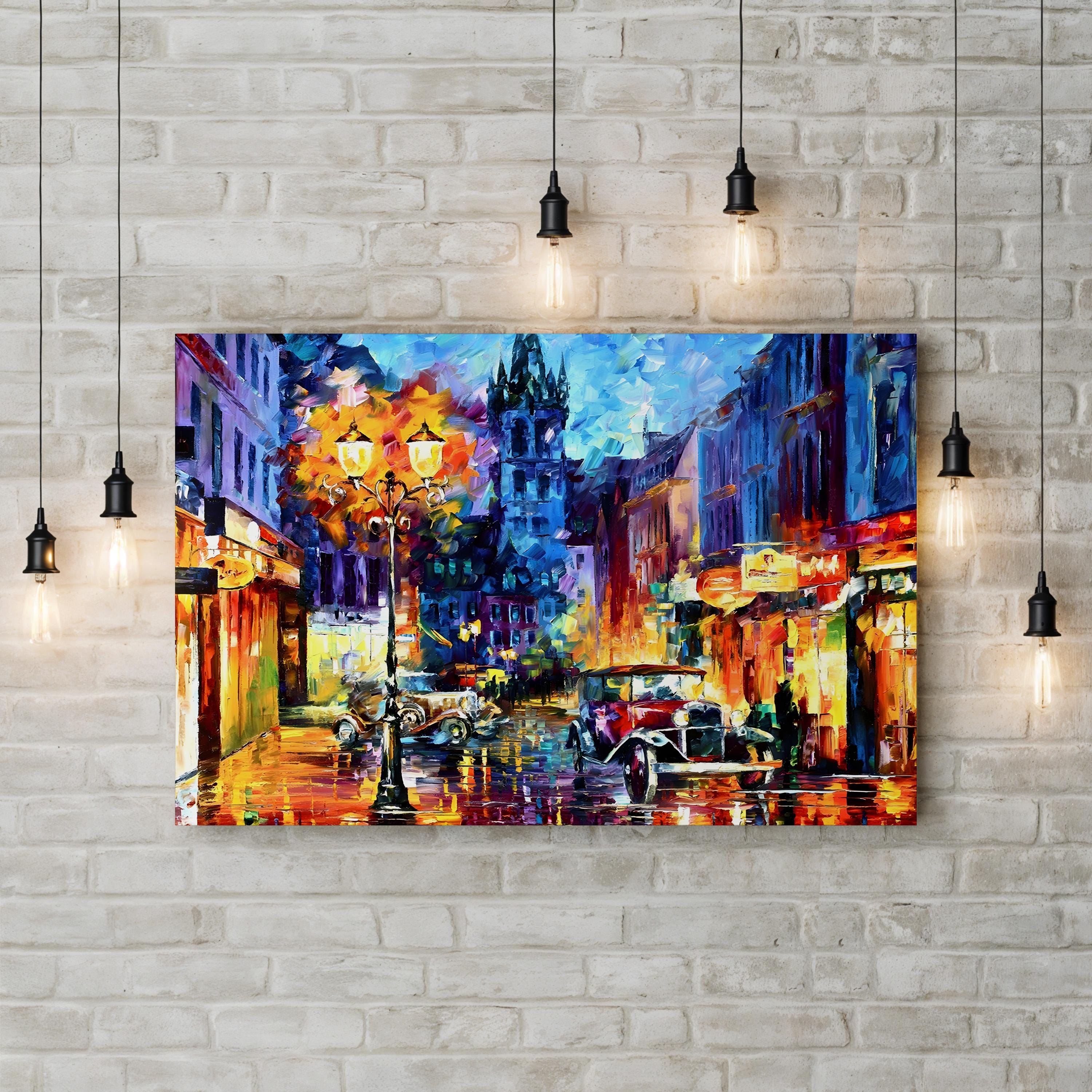 Amsterdam 1905 Wall Art by Leonid Afremov – Contemporary Impressionist Cityscape Canvas