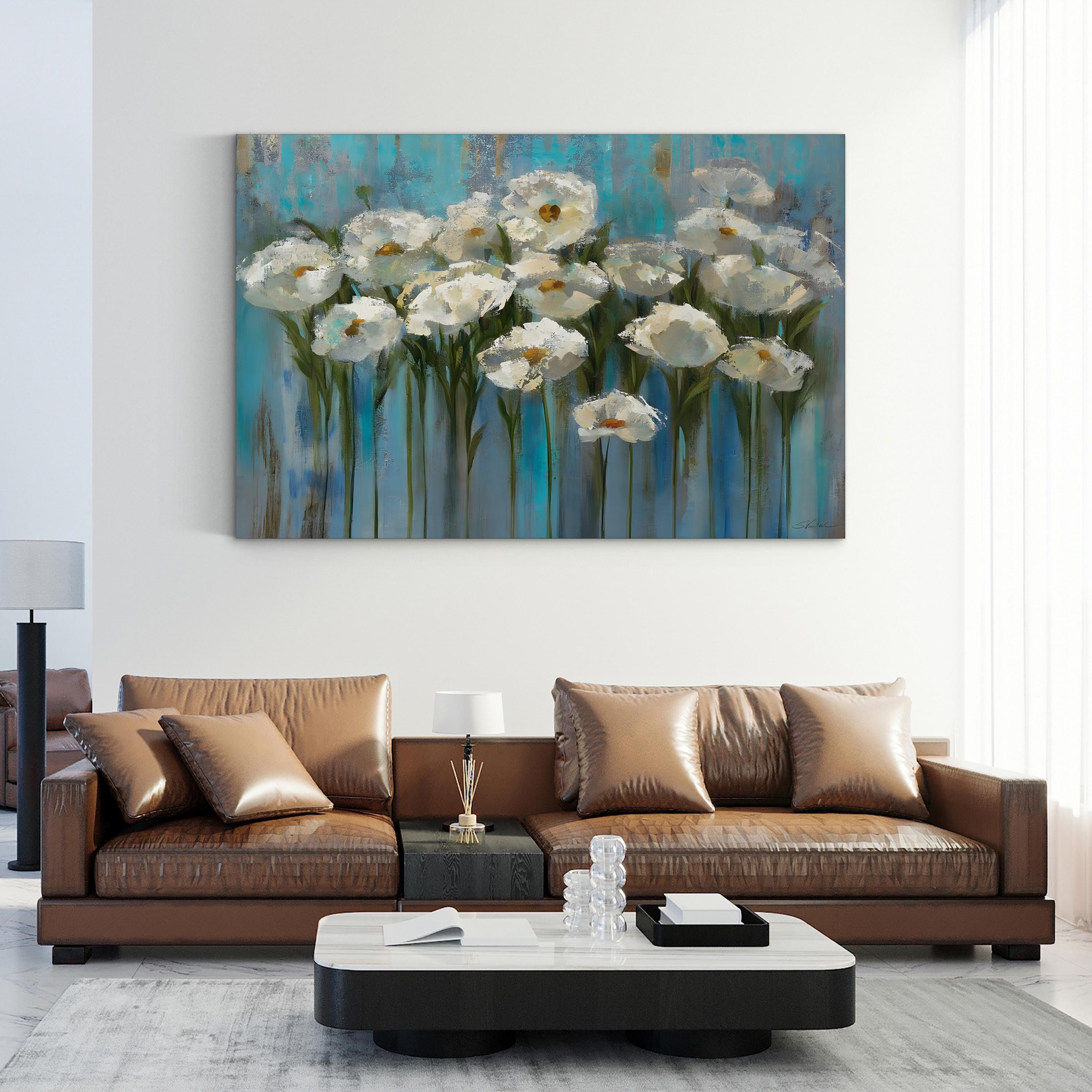 Anemones by the Lake Wall Art by Silvia Vassileva – Contemporary Floral Landscape Canvas