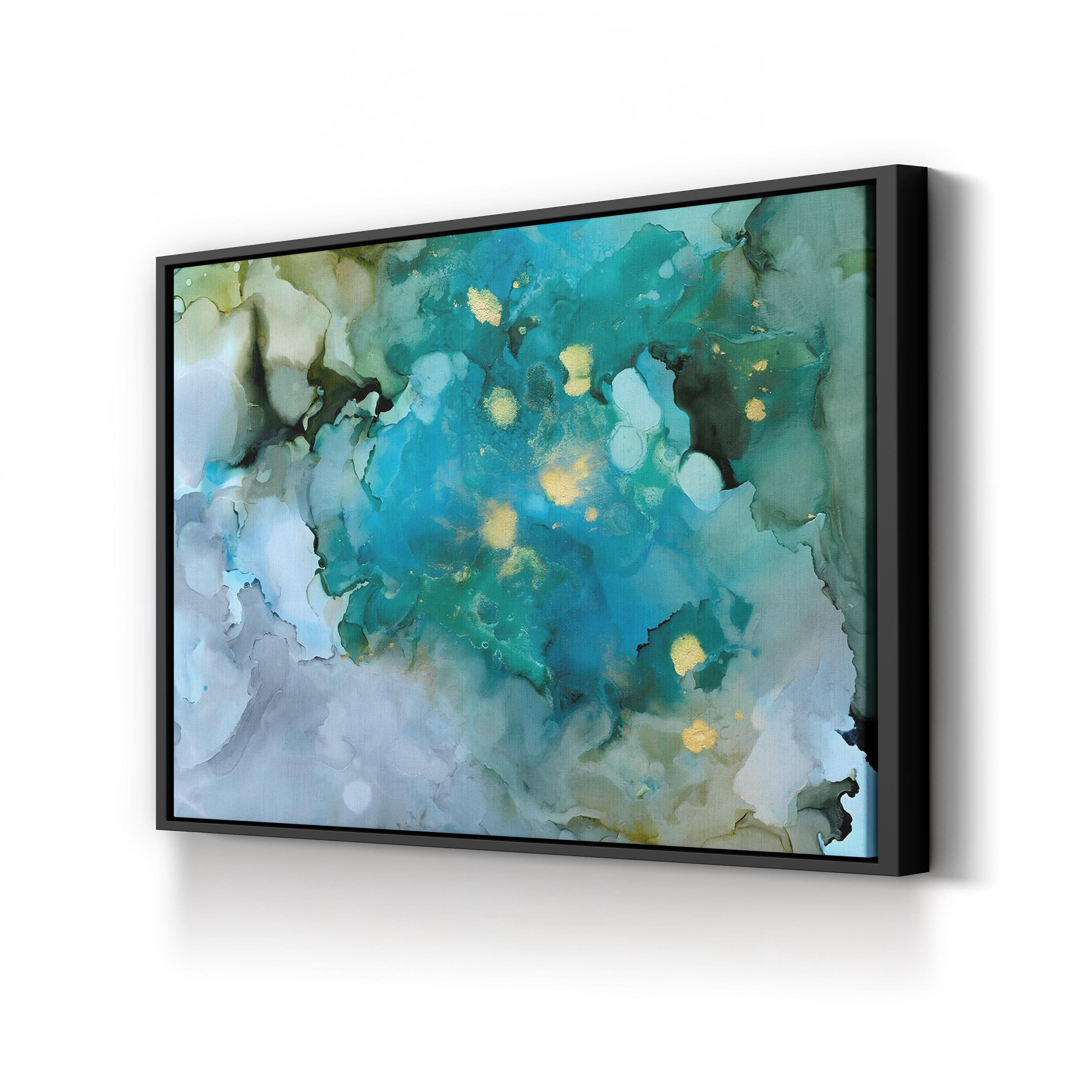 Aqua Brume I Wall Art by Victoria Borges – Contemporary Abstract Blue Green Canvas
