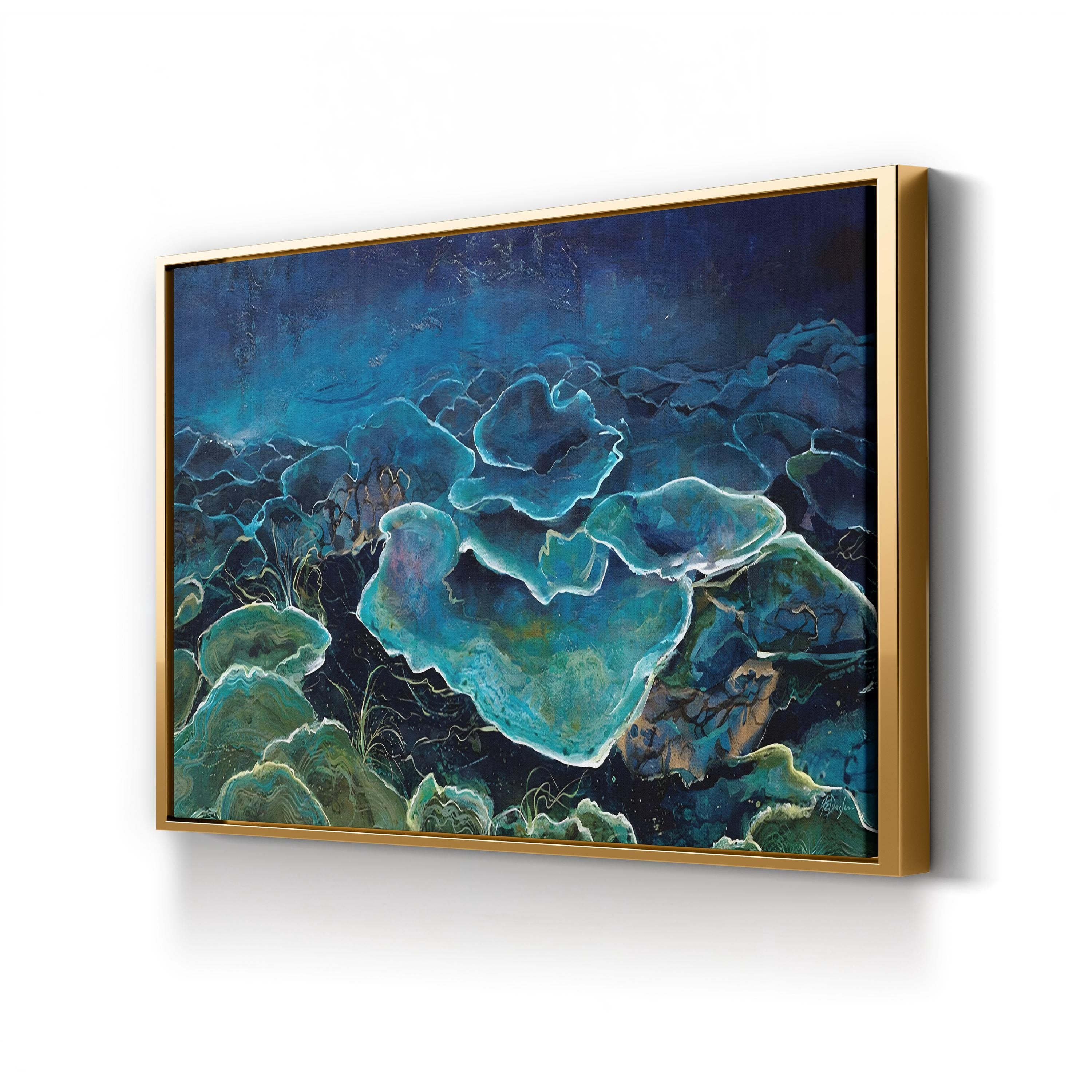 Aqua Glow Wall Art by Farrell Douglass – Contemporary Blue Green Abstract Canvas