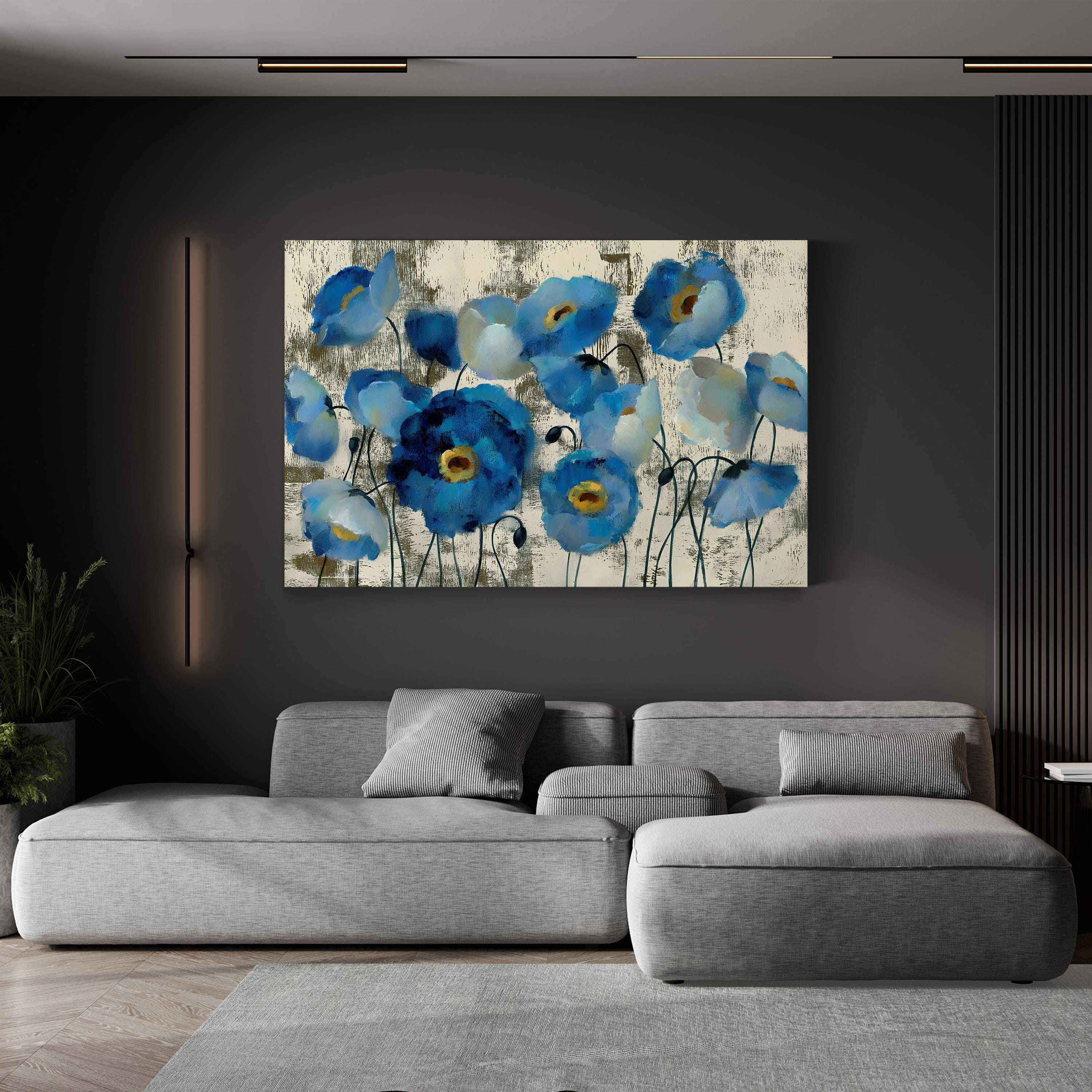 Aquamarine Floral Wall Art by Silvia Vassileva – Contemporary Floral Abstract Canvas