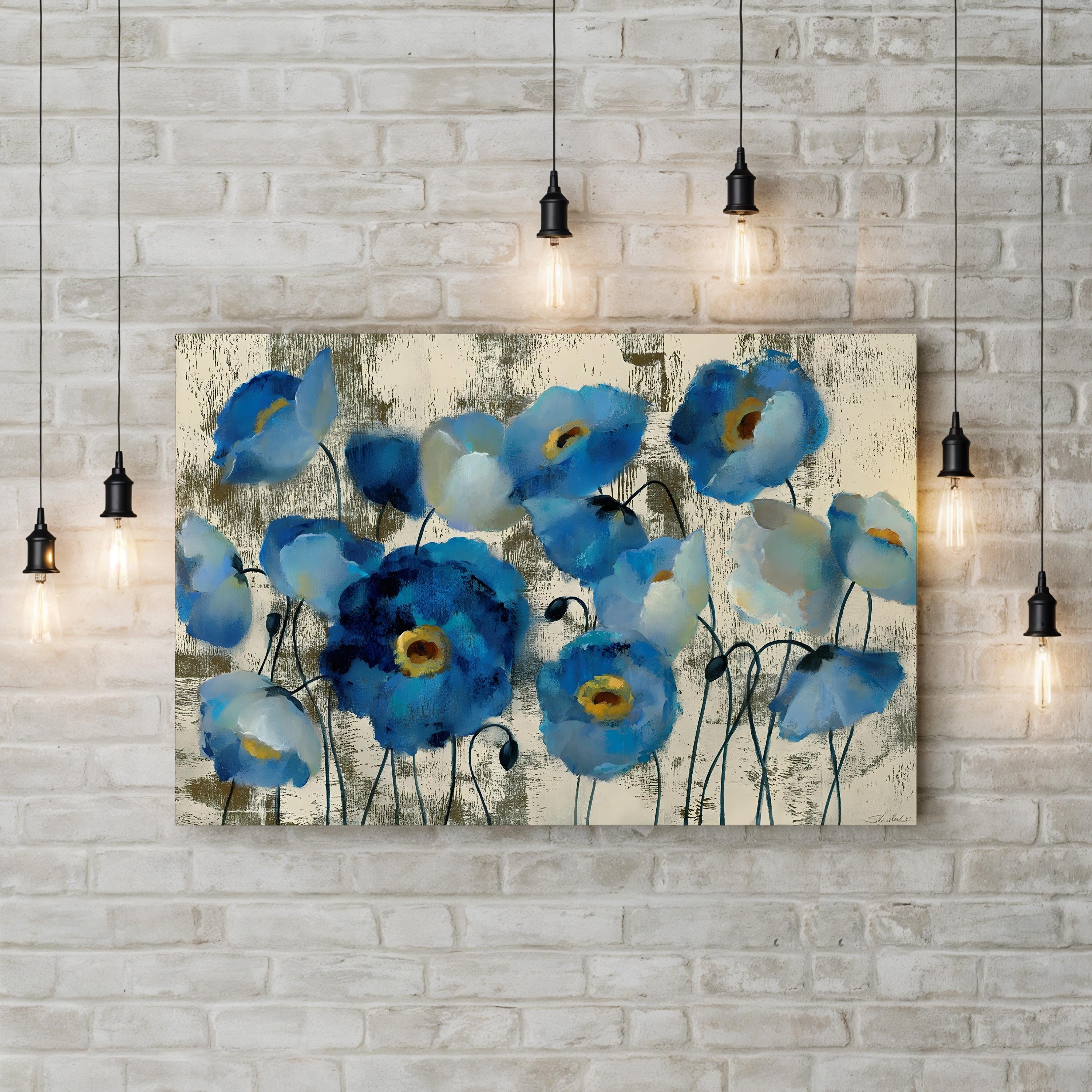 Aquamarine Floral Wall Art by Silvia Vassileva – Contemporary Floral Abstract Canvas