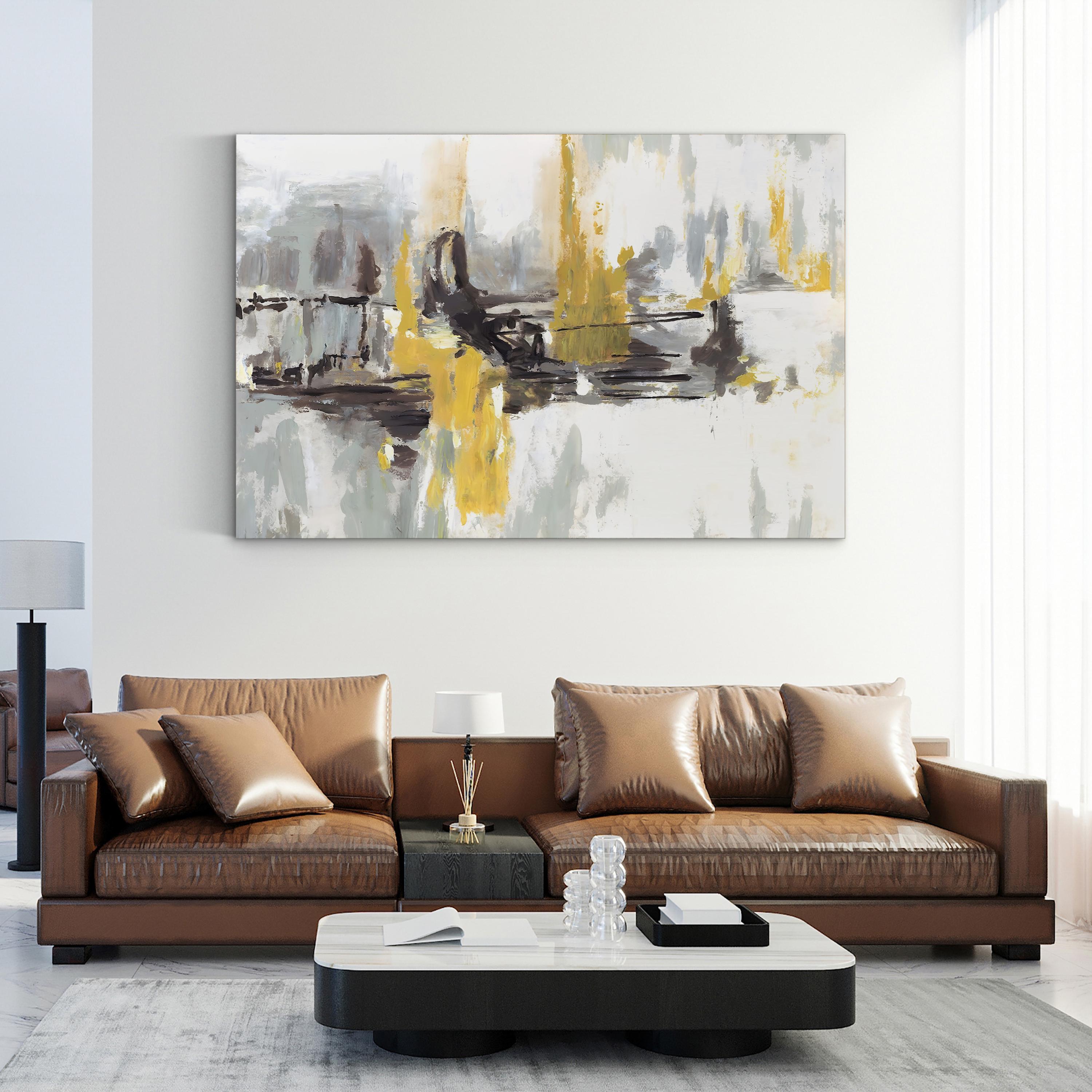 At the End of the Day – Circle Art Group Wall Art | Abstract Black, White & Yellow Canvas Print