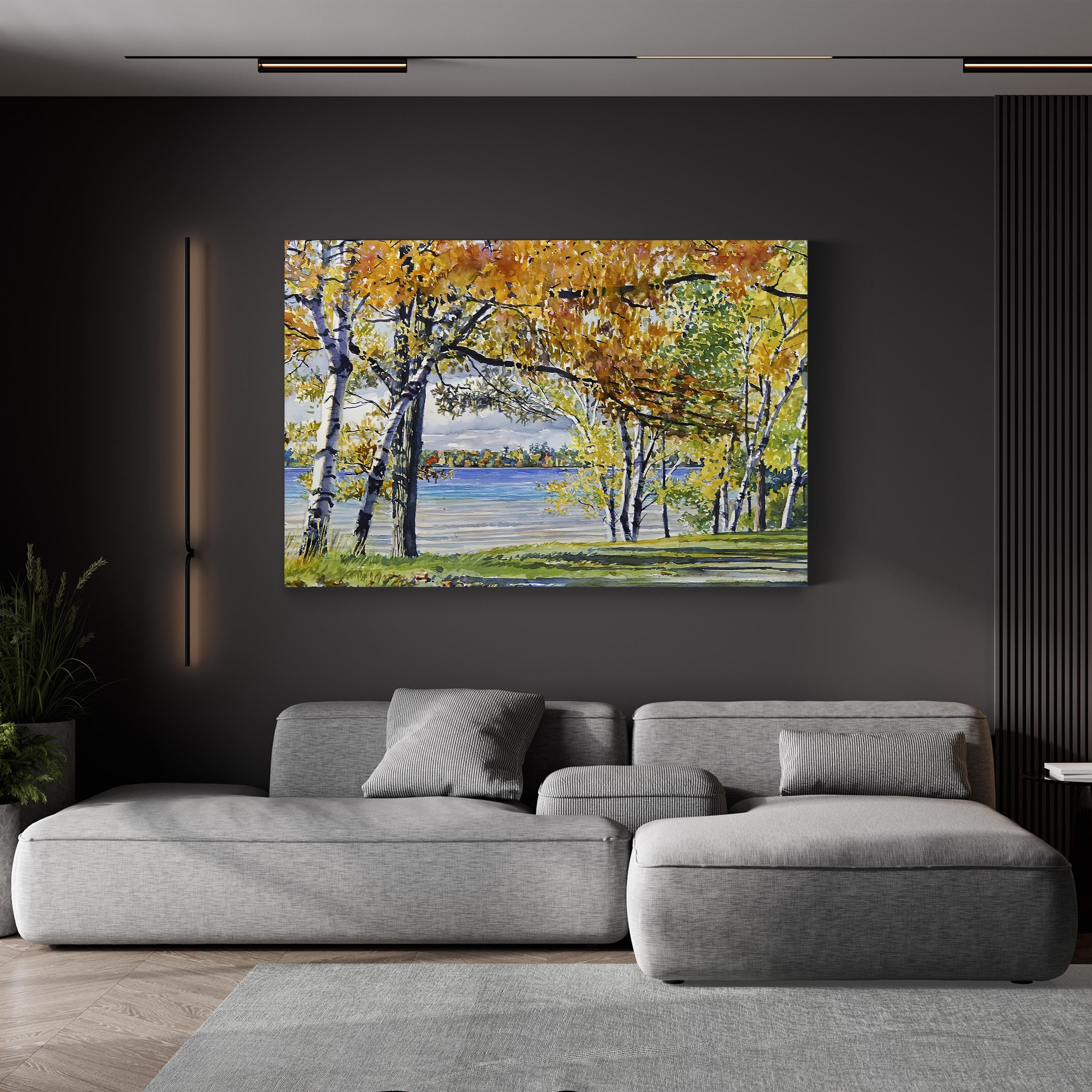 Autumn Birch Trees Wall Art by Stan Myers – Framed Fall Landscape Canvas