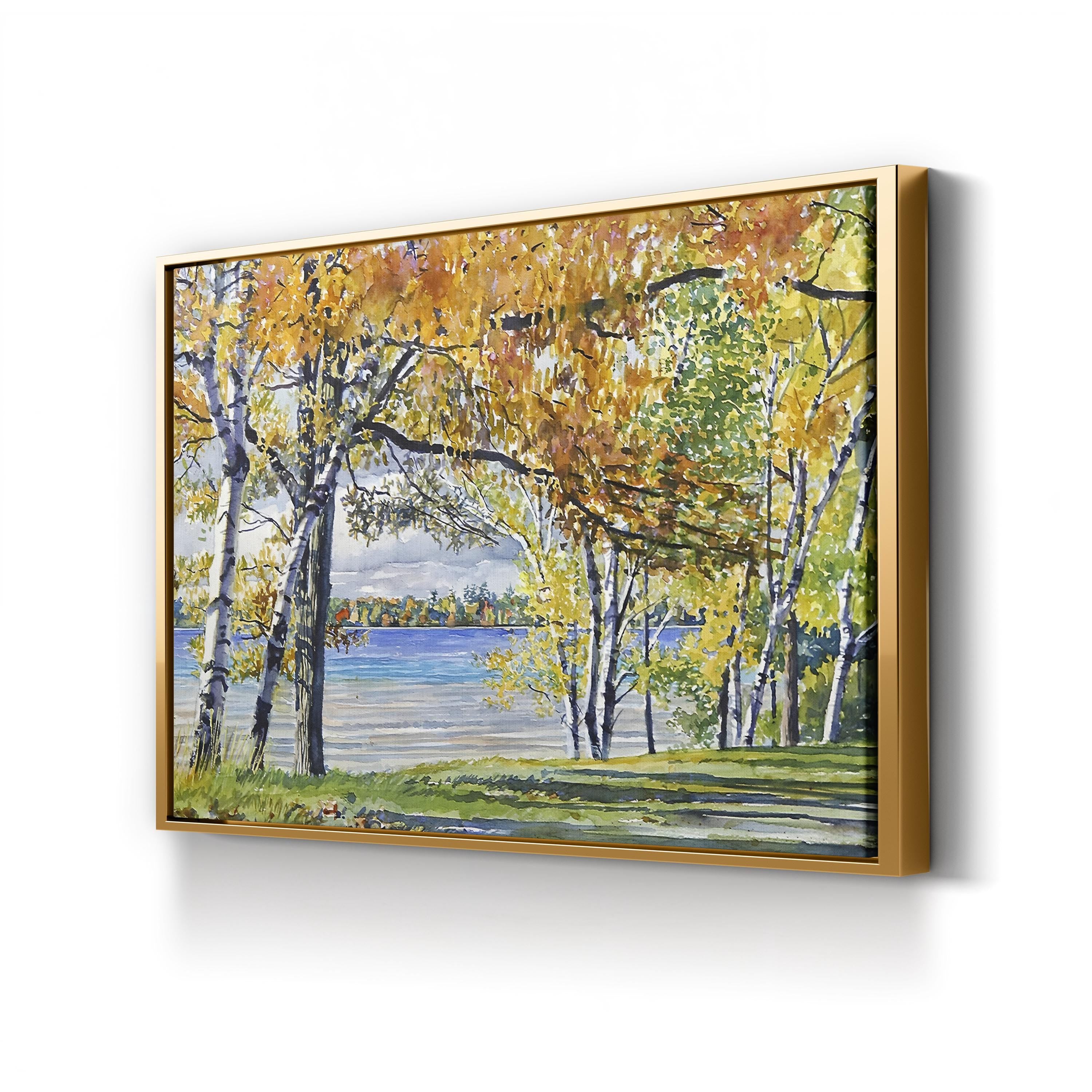 Autumn Birch Trees Wall Art by Stan Myers – Framed Fall Landscape Canvas